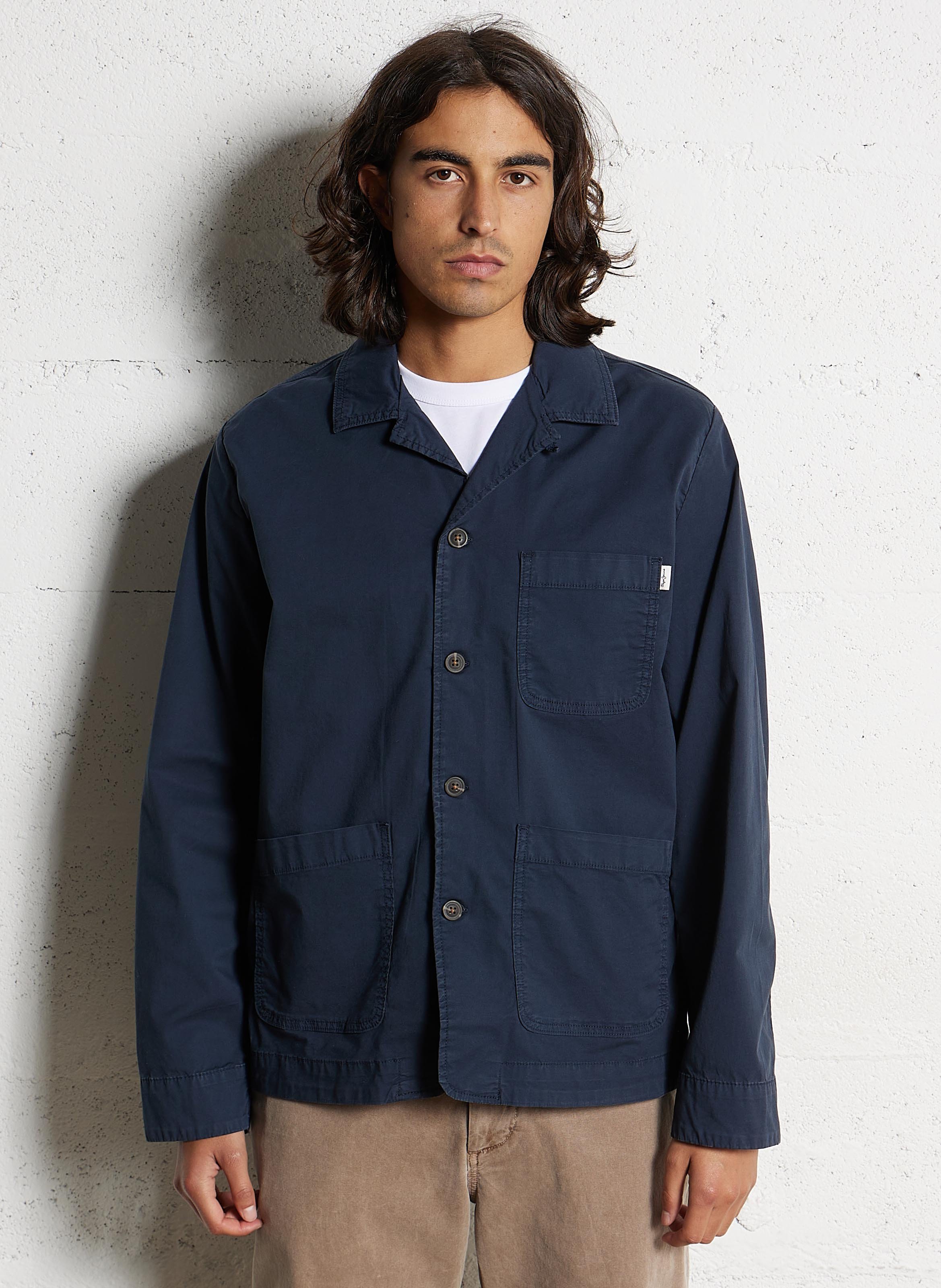 Straight-cut cotton-blend shirt PEPE JEANS Blue