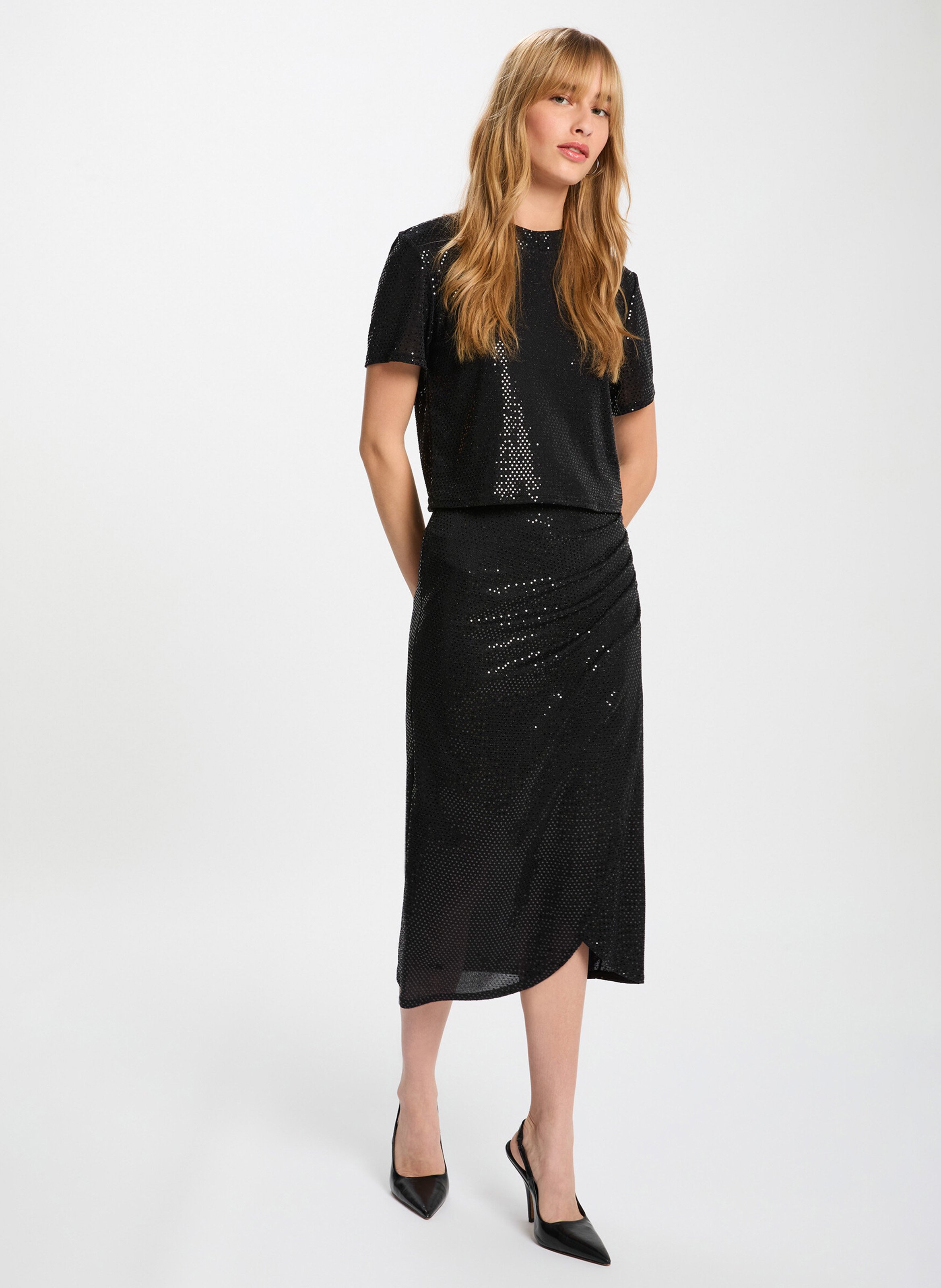 Floride midi skirt with sequins  MORGAN Black