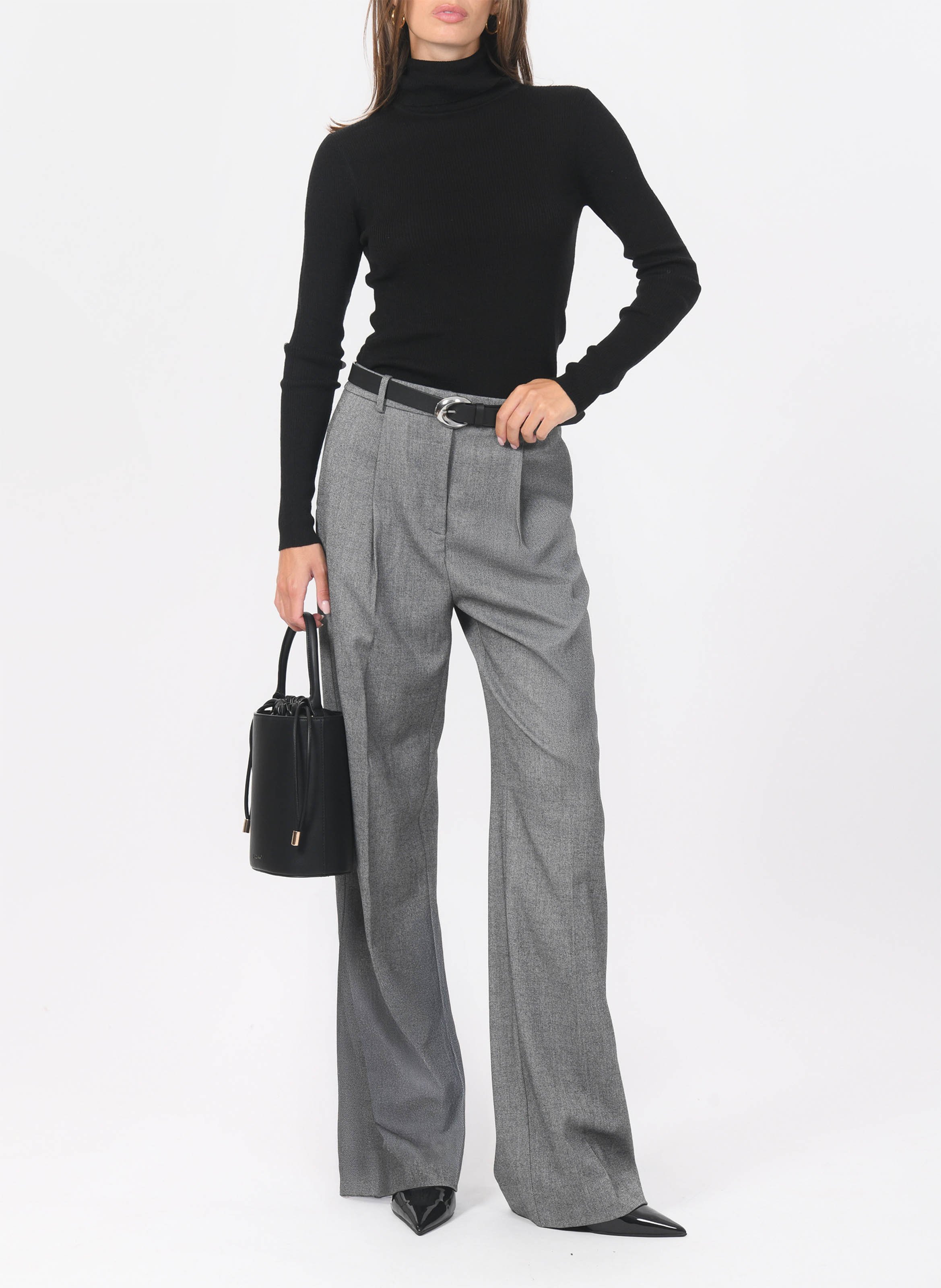 Pull cintré col roulé en laine mélangée KOOKAI Noir