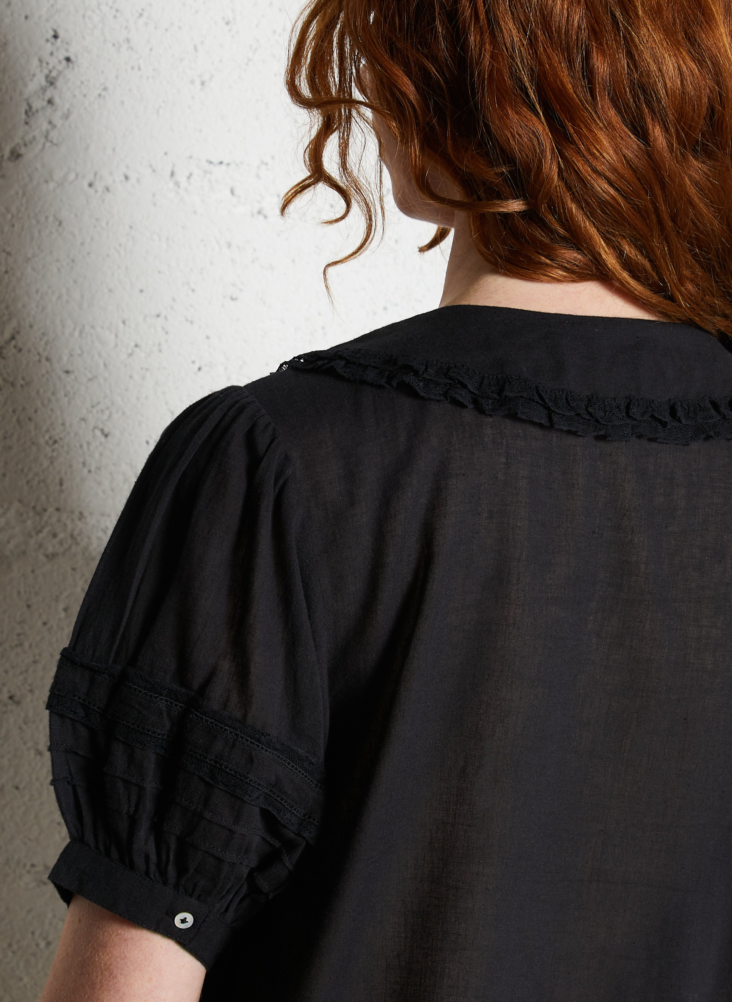 Blouse with organic cotton Peter Pan collar EMILE ET IDA Black