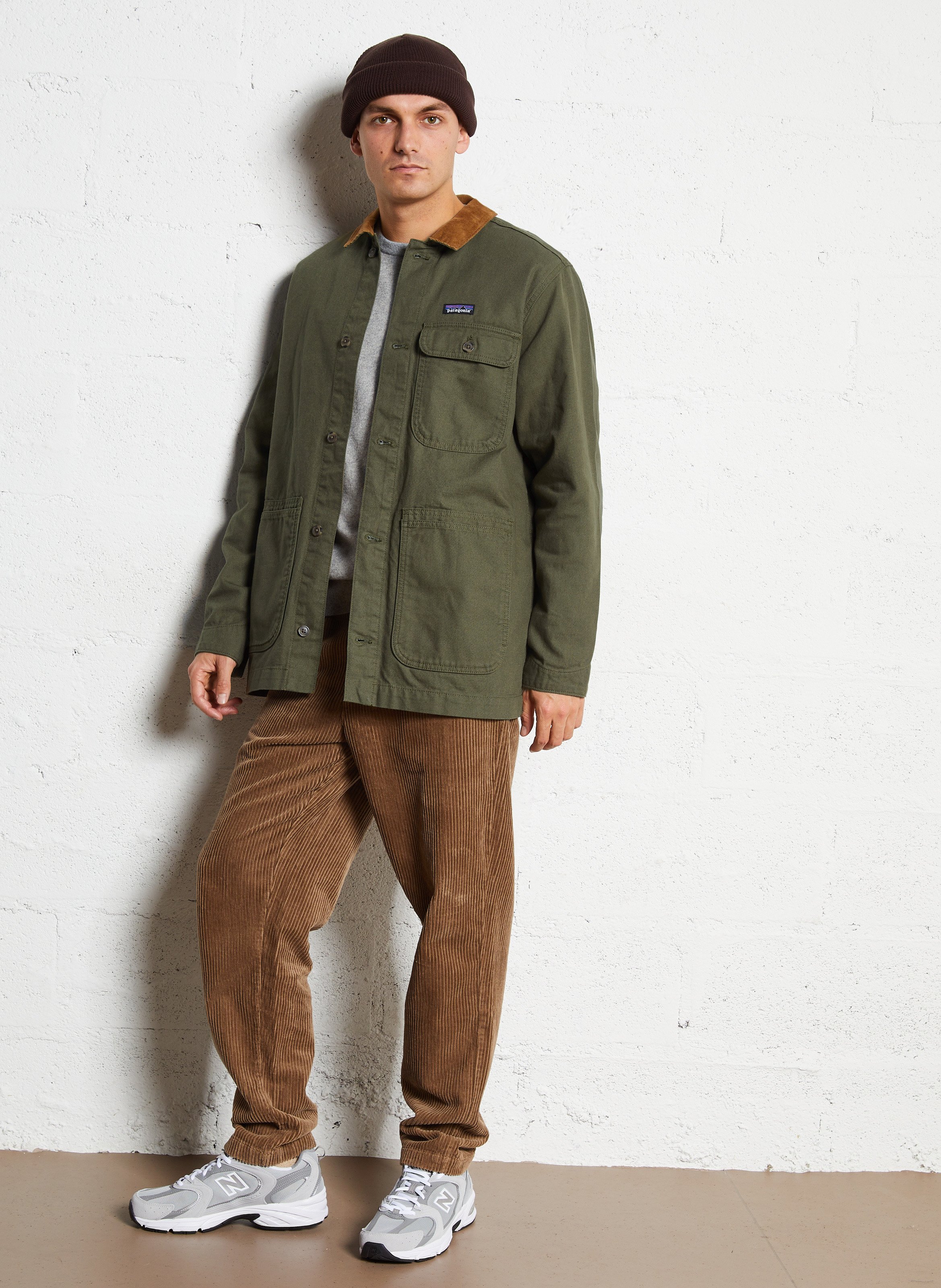 Jacket with classic collar in organic cotton PATAGONIA Green
