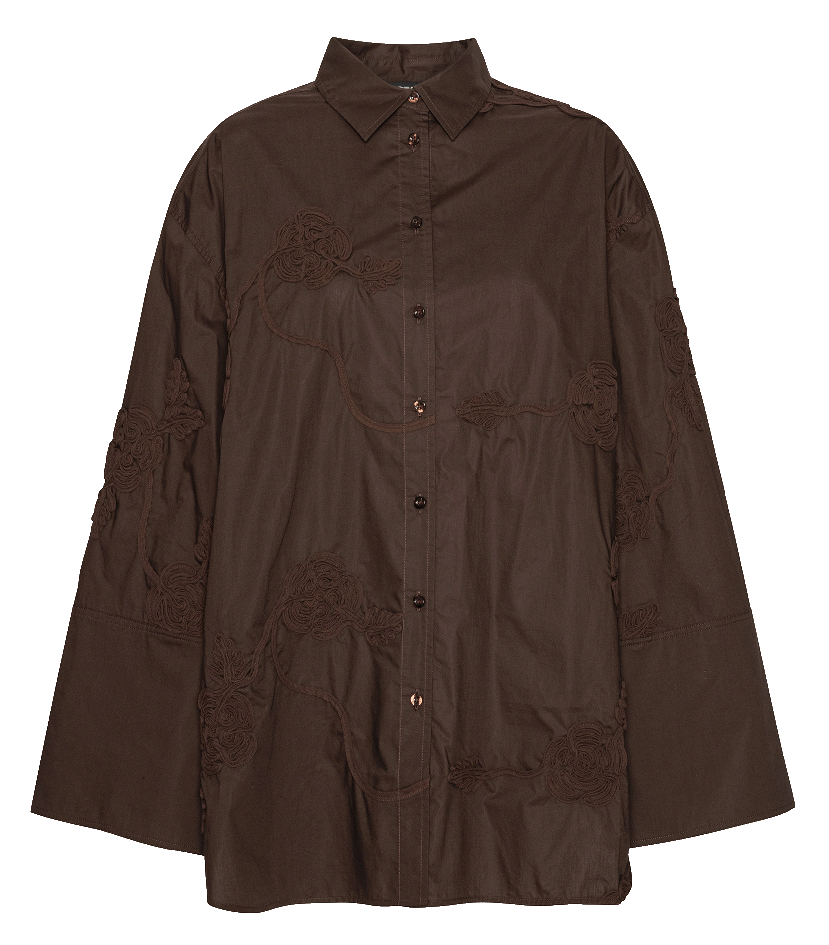 Chemise col classique manches contrastantes en coton ROTATE Brown