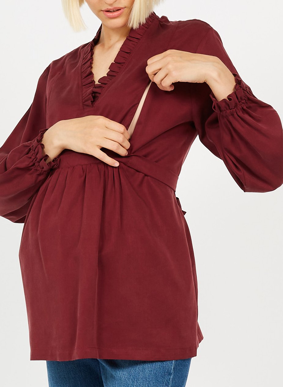 Long-sleeved maternity top POLINA Red