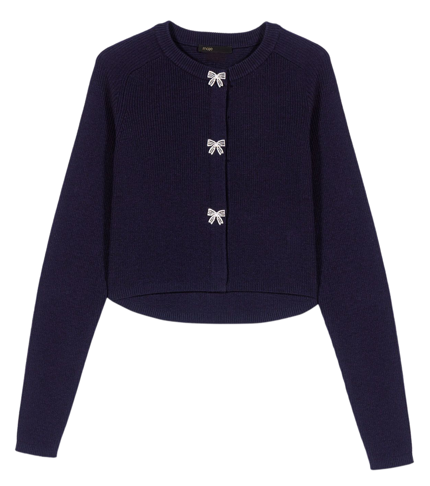 Rechte ronde hals cardigan van wol MAJE Blauw