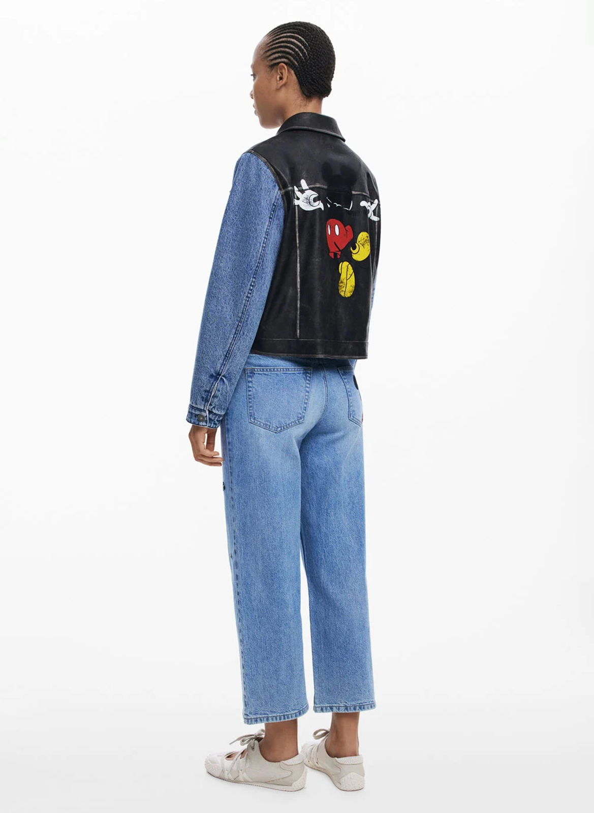 Wijde broek van gemengd katoen met borduursel DESIGUAL Blauw