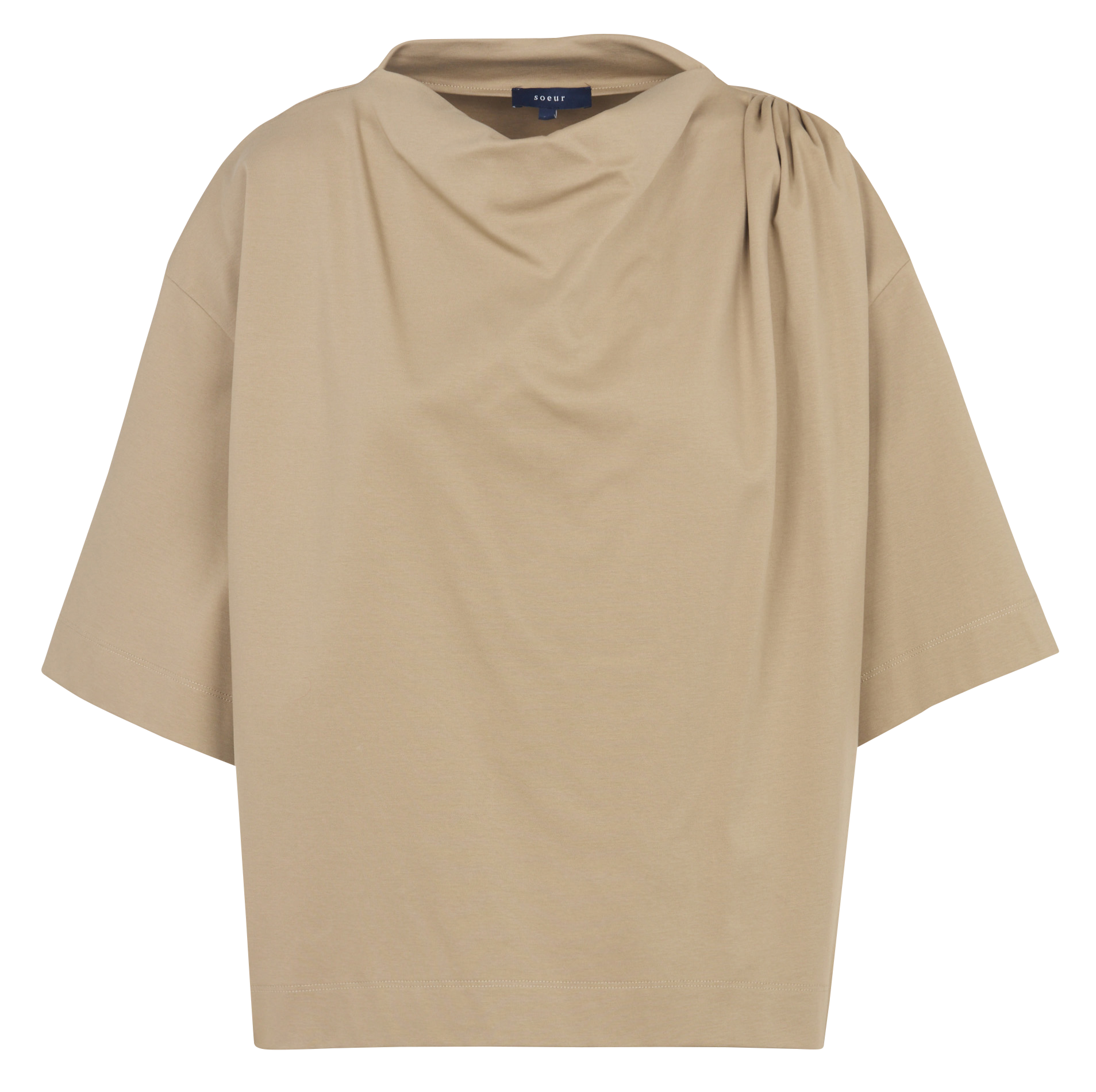 Tee-shirt manches courtes drapé uni SOEUR Beige