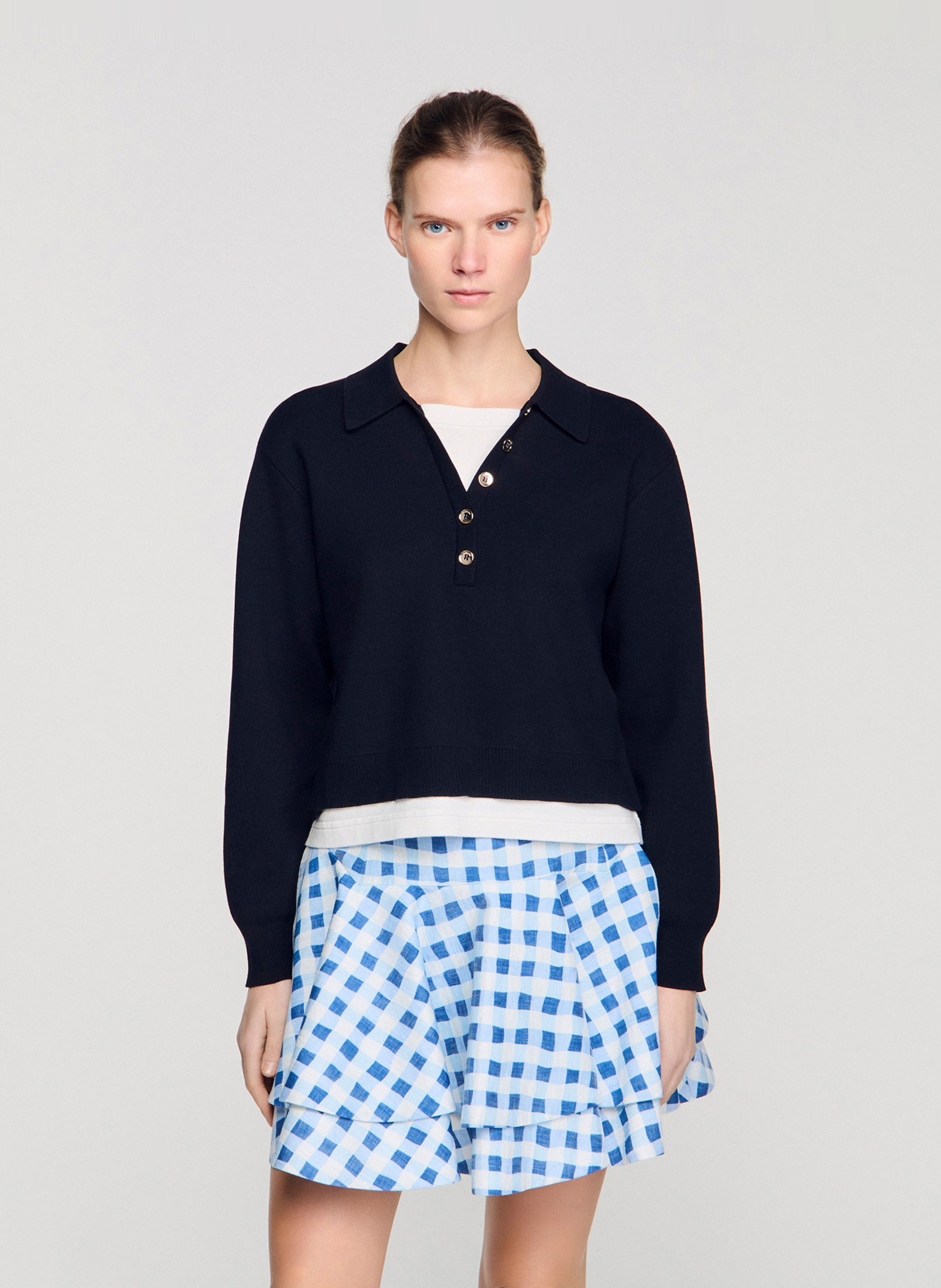 Pull col rond SANDRO Bleu