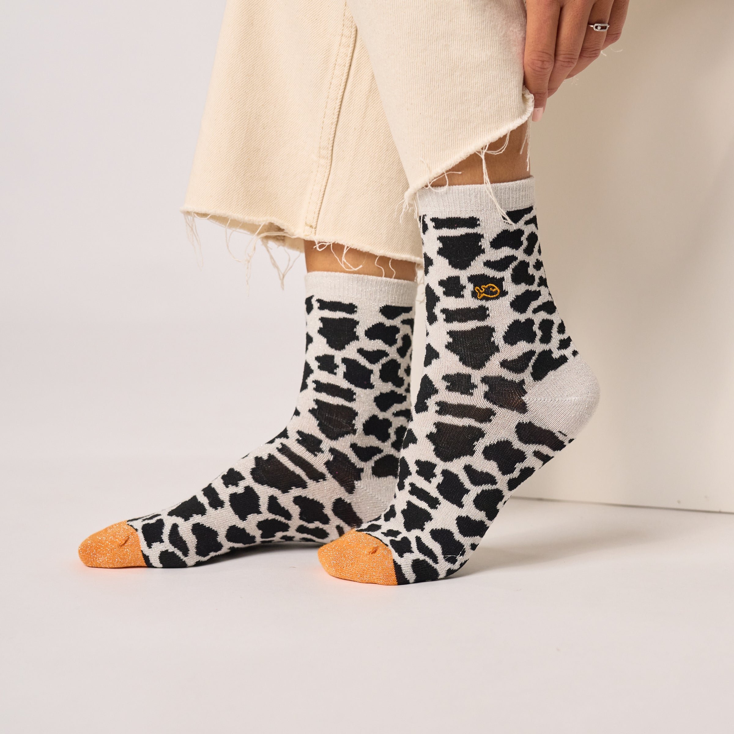 Combed Cotton Cow Socks BILLYBELT Black