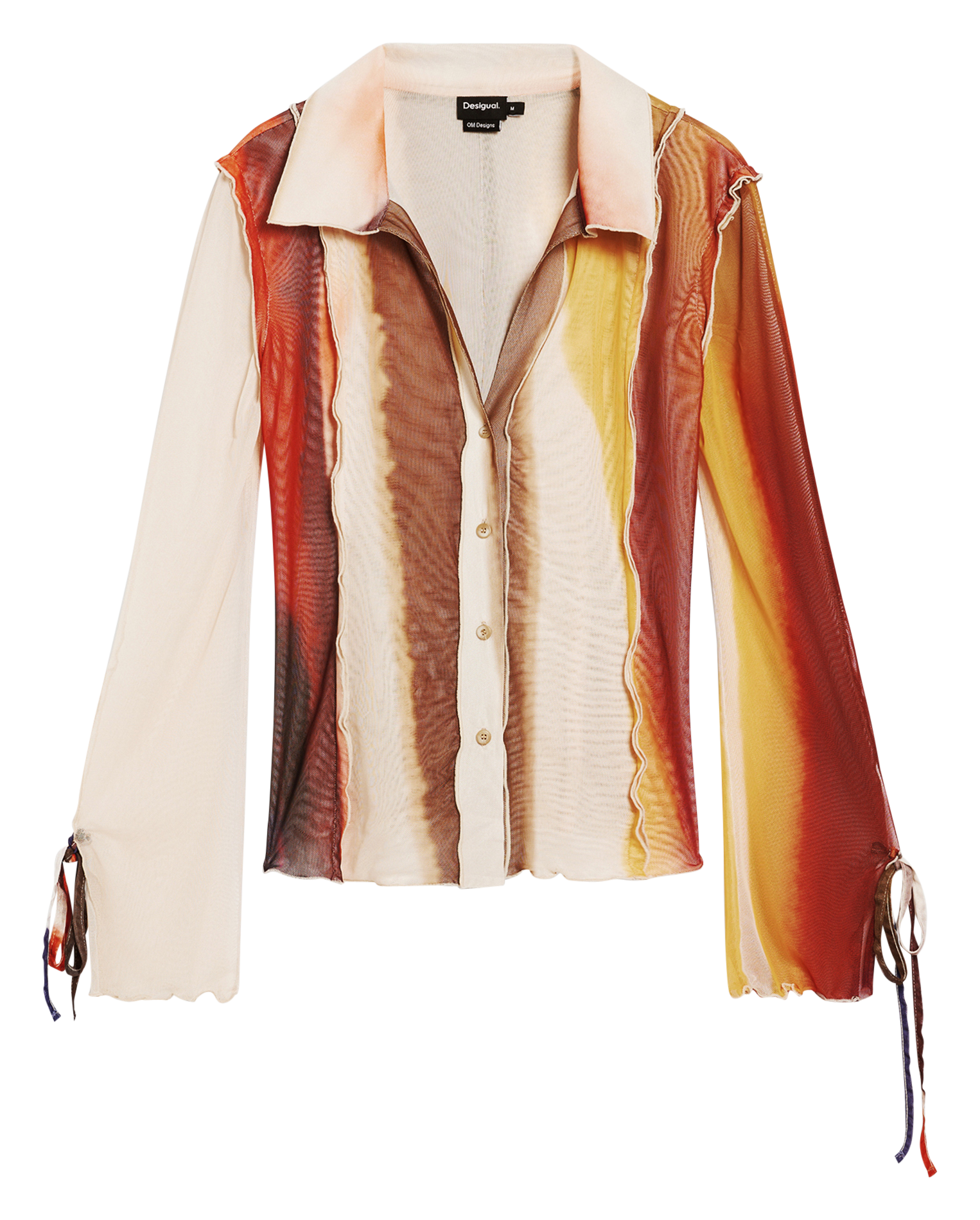 Rechte blouse met klassieke kraag en print DESIGUAL Wit