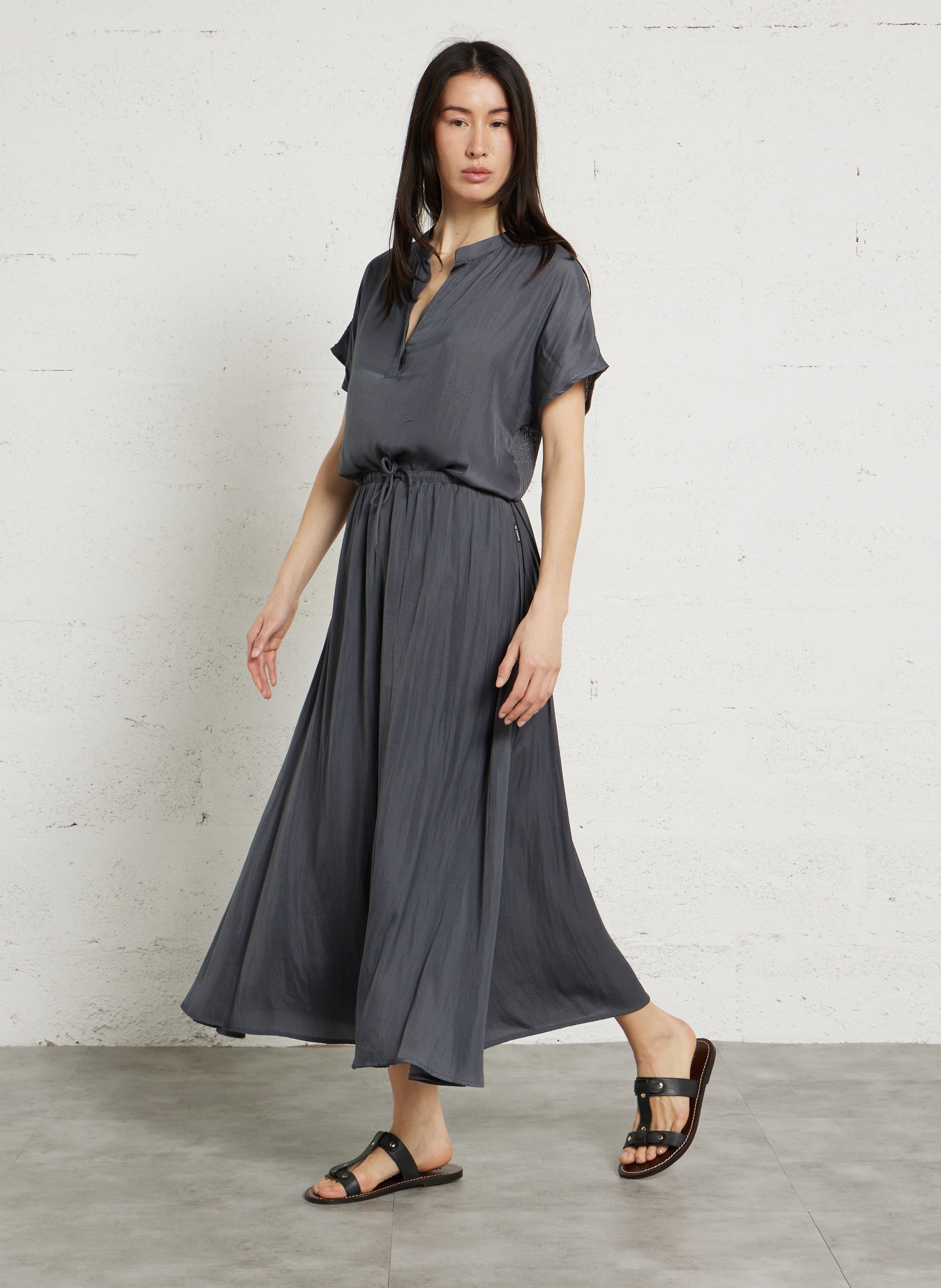 Flowing flared midi skirt LE TEMPS DES CERISES Grey