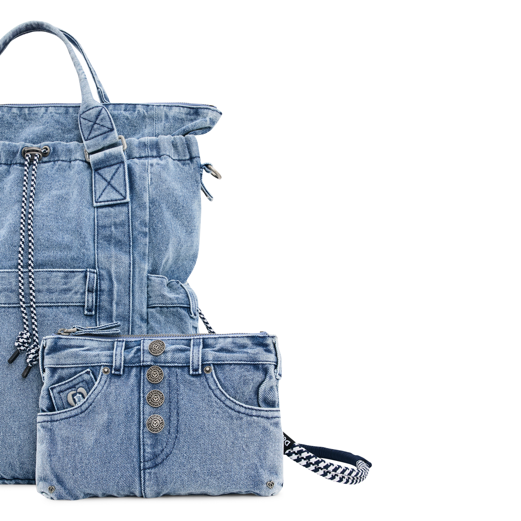 Large denim backpack DESIGUAL Blue