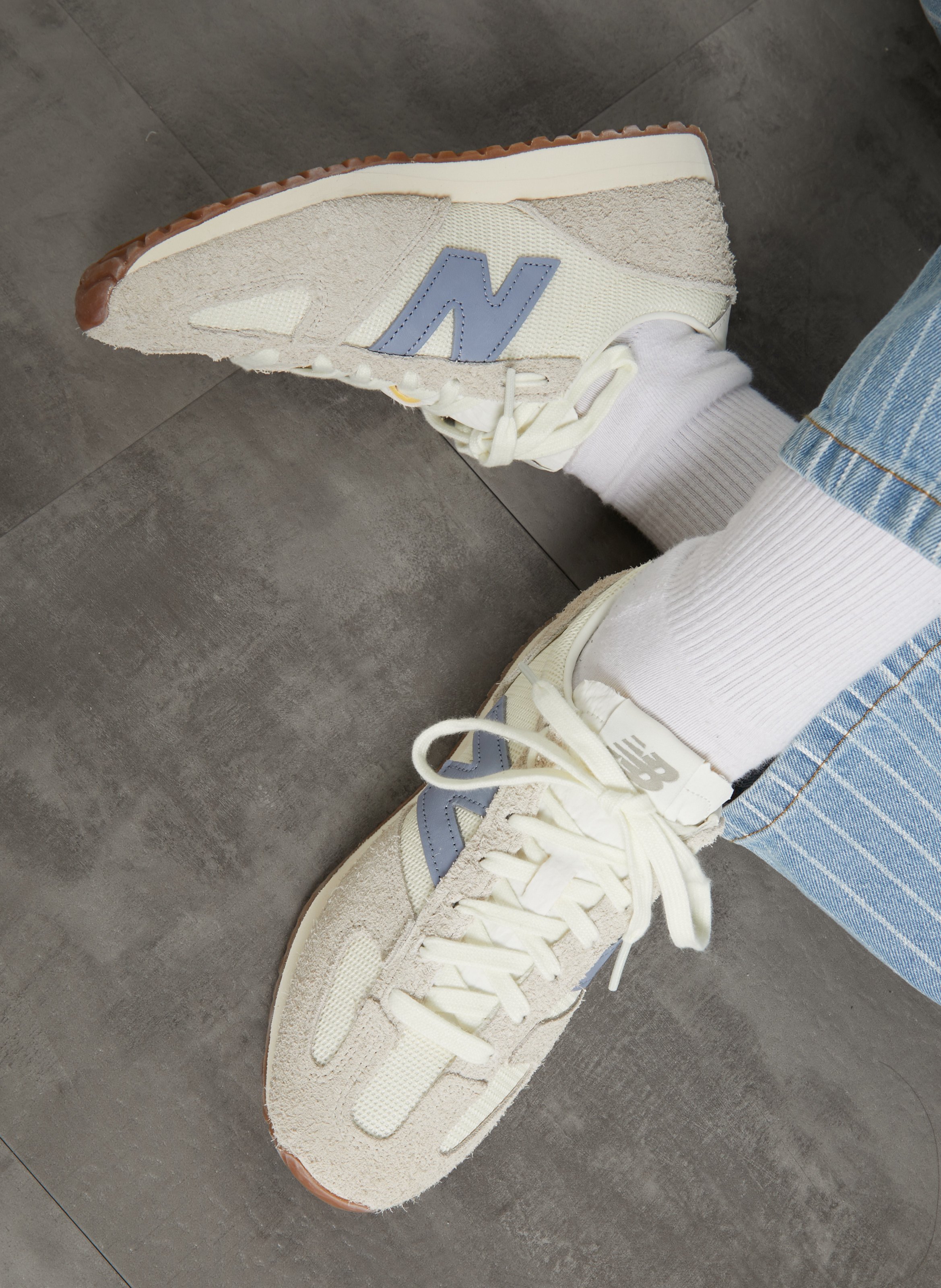 Low-top leather mix sneakers NEW BALANCE Brown