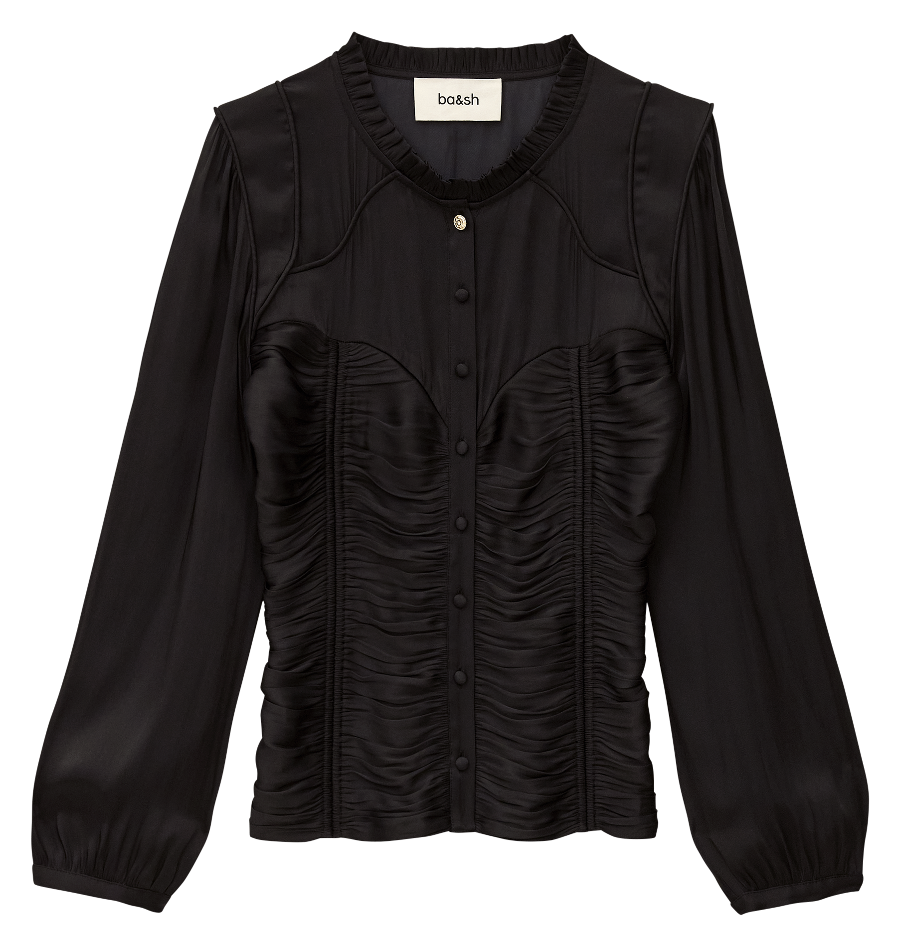 Aangesloten blouse met plooien BA&SH Zwart