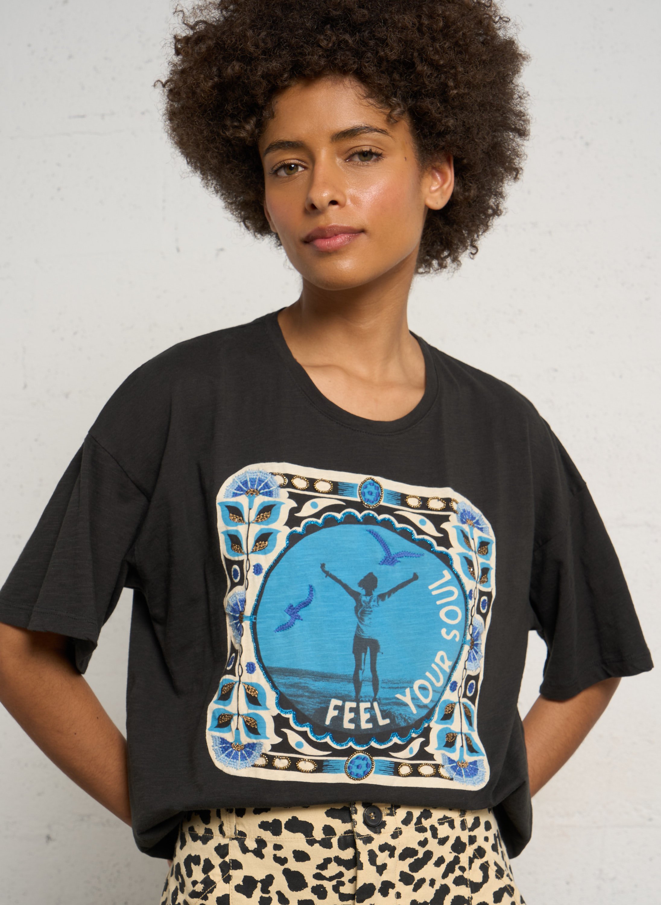 Round-neck organic cotton T-shirt LEON & HARPER Grey