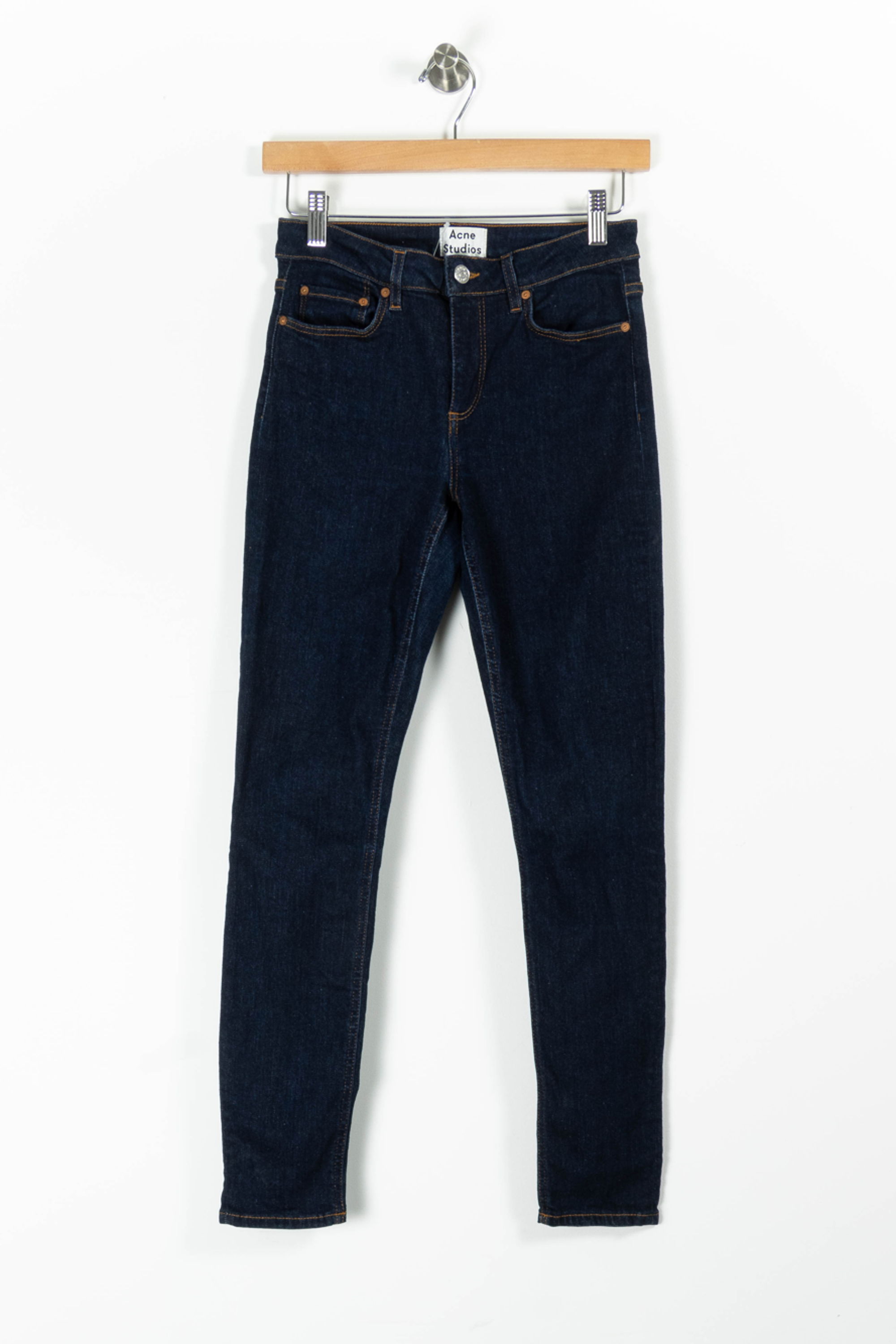 Cropped slim jeans with studs ACNE STUDIOS - Seconde Main Blue