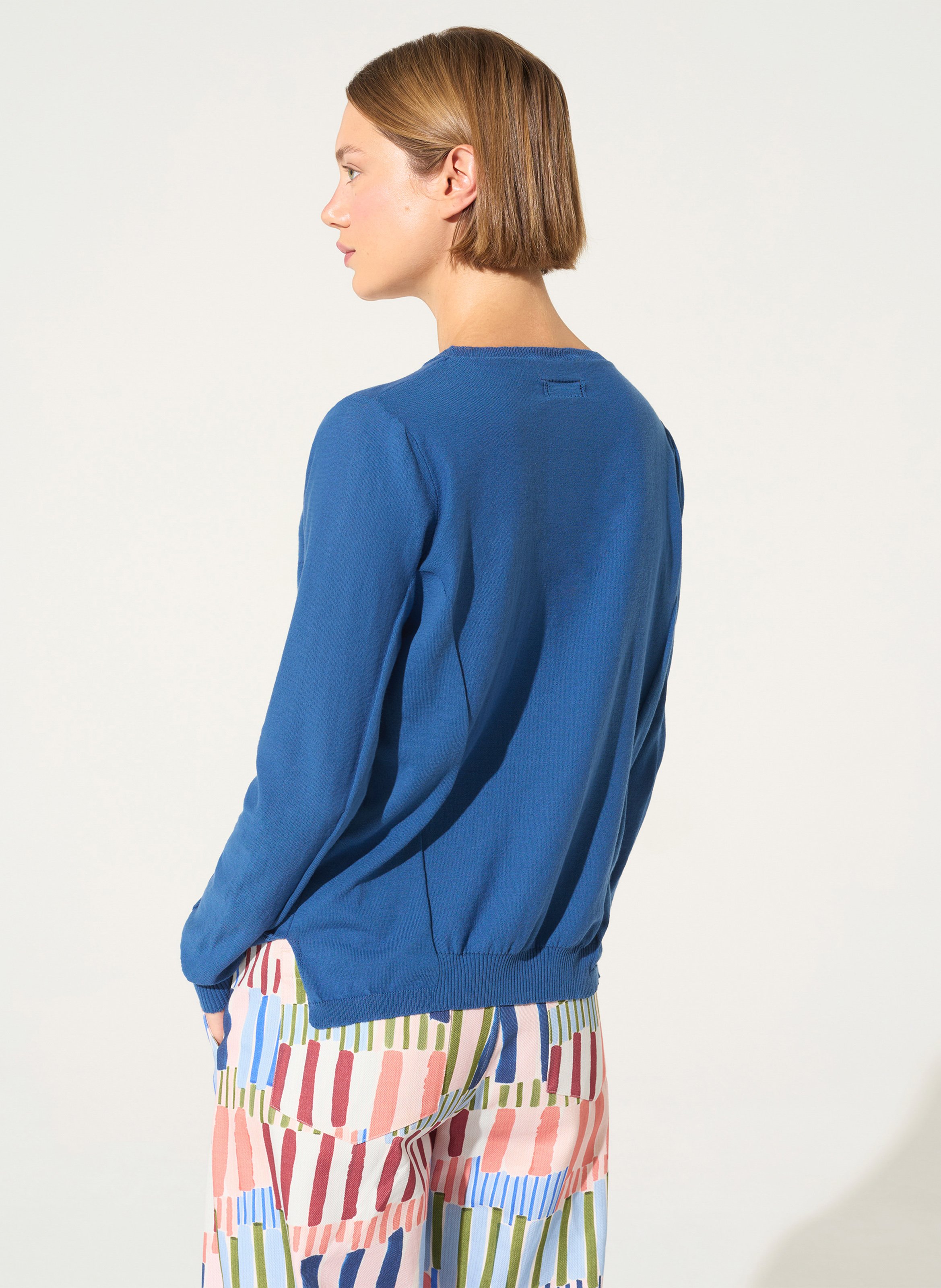 Pull droit col bateau en coton COTELAC ACOTE Bleu