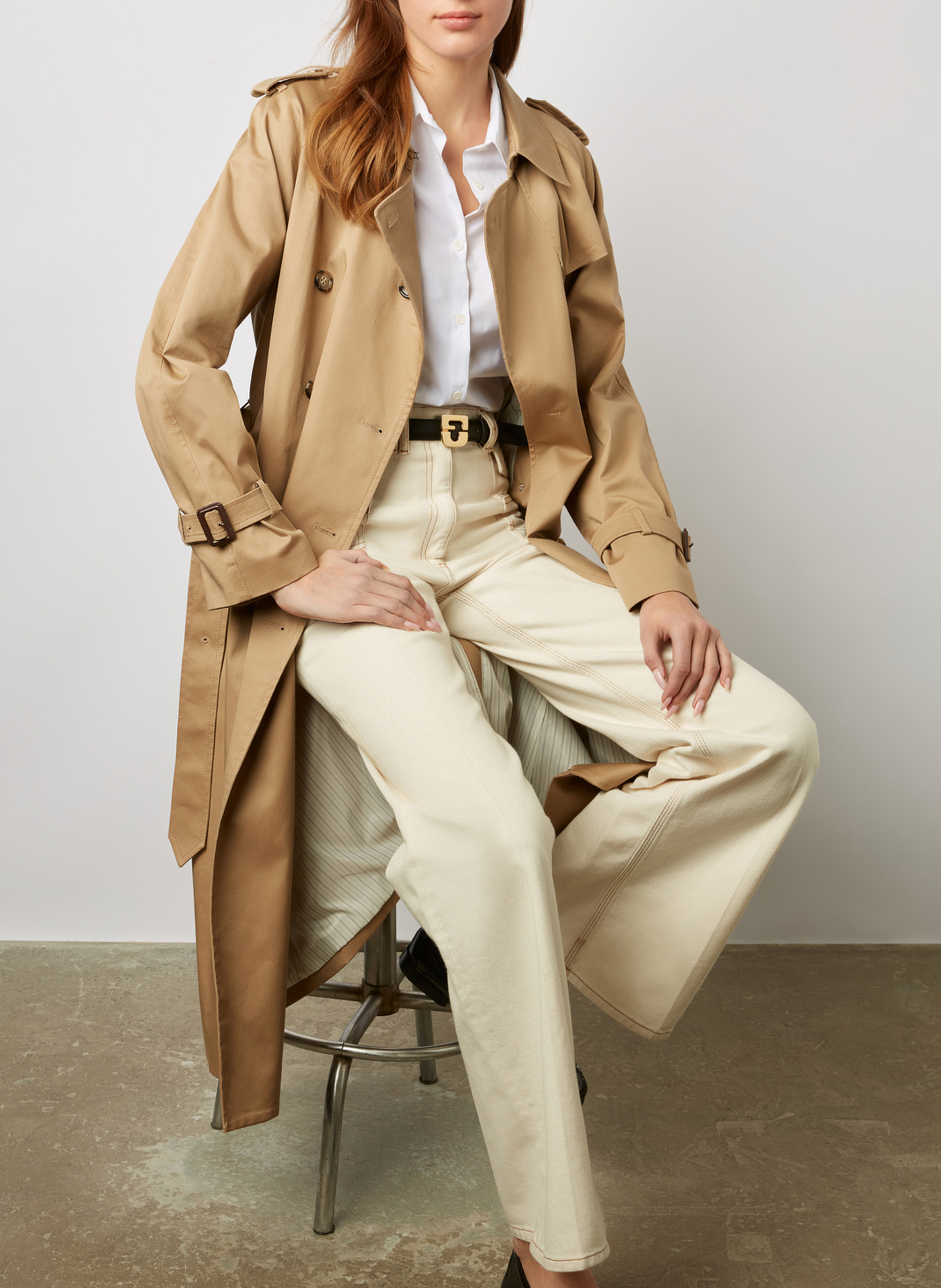 Langer Trenchcoat aus Baumwoll-Mix GERARD DAREL Beige