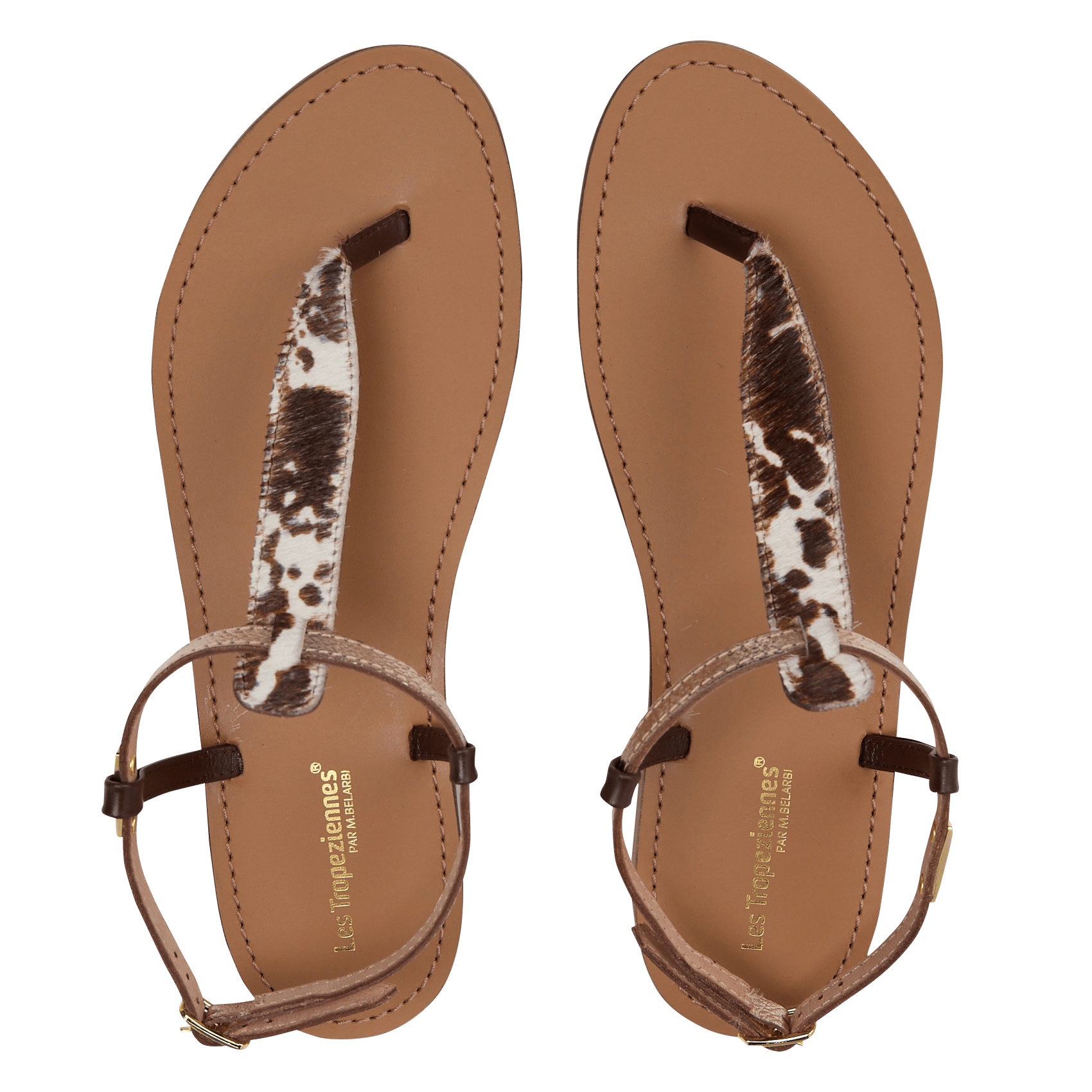 Platte, leren sandalen met print LES TROPEZIENNES PAR M.BELARBI Veelkleurig