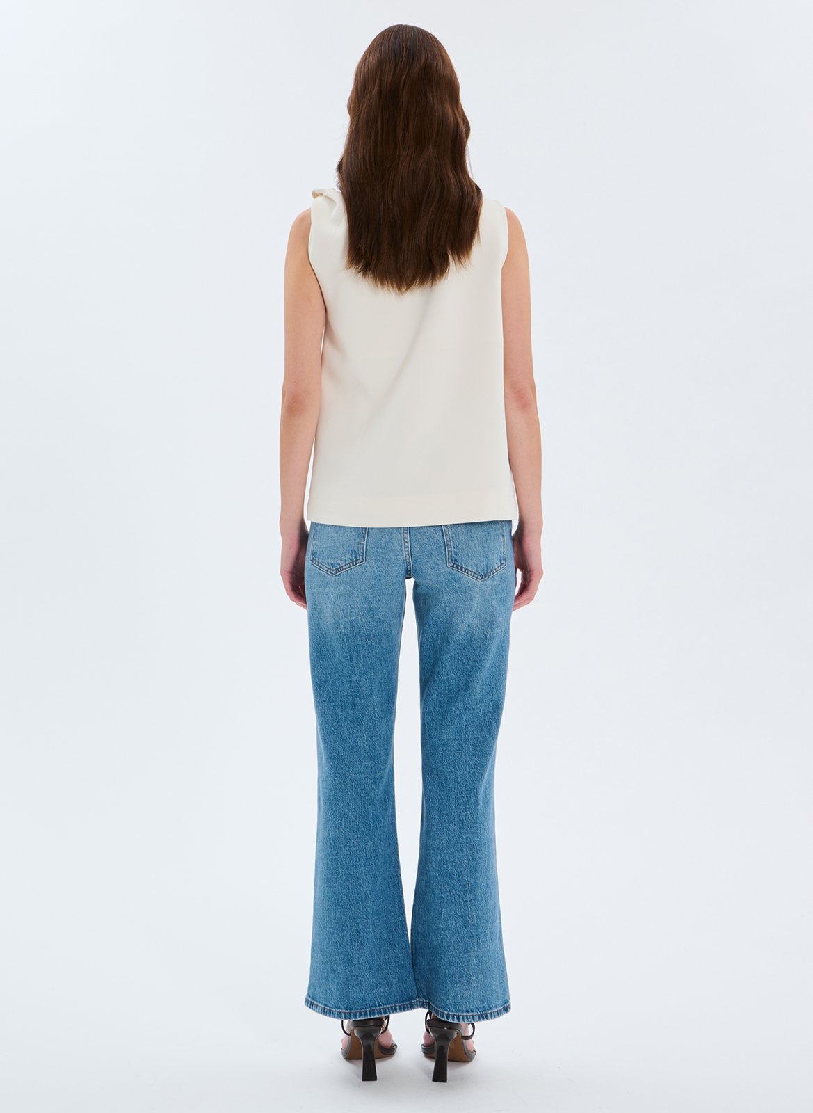 Round-neck stretch viscose top ZAPA White