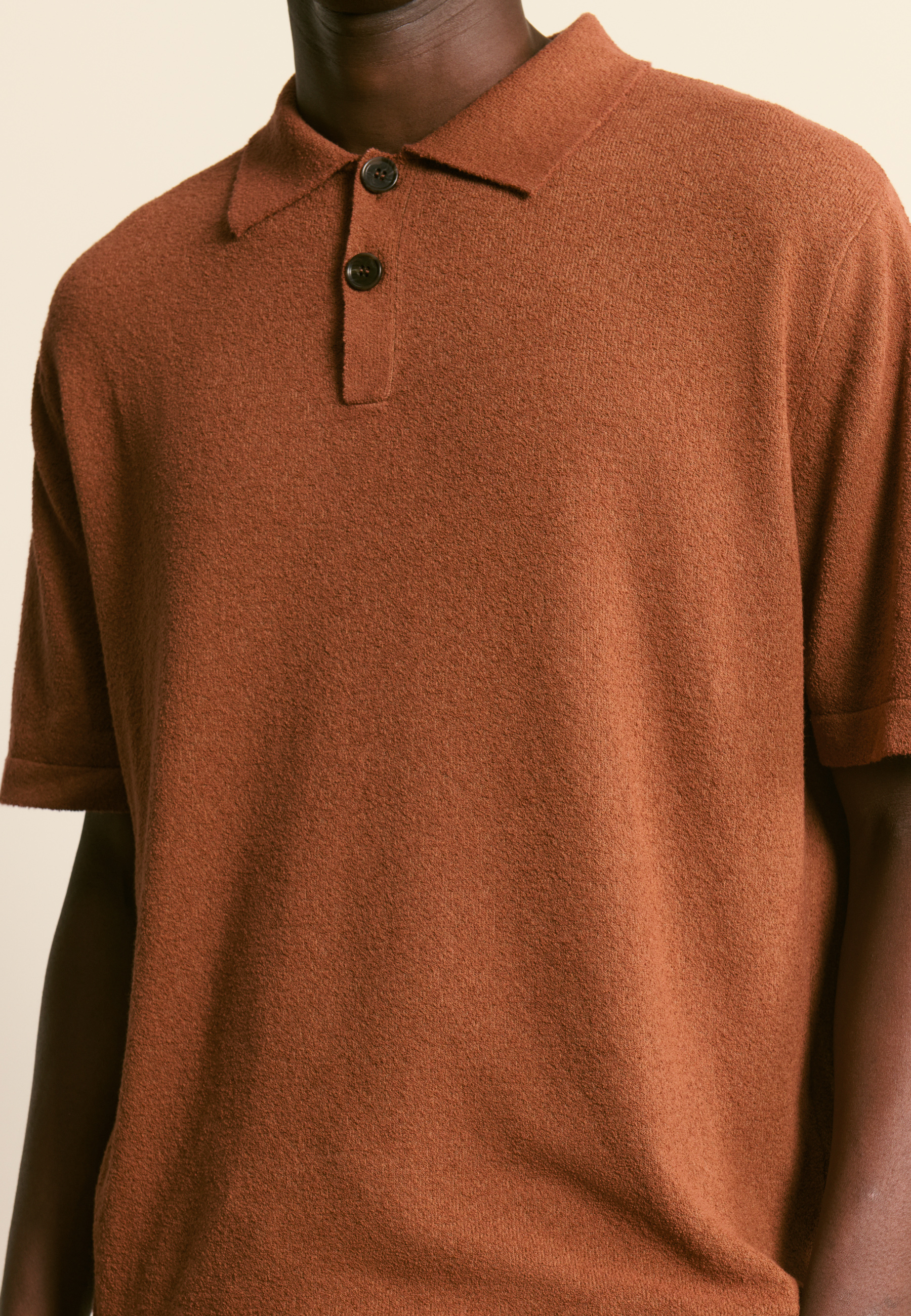 Polo en coton bouclette MAISON MONTAGUT Marron