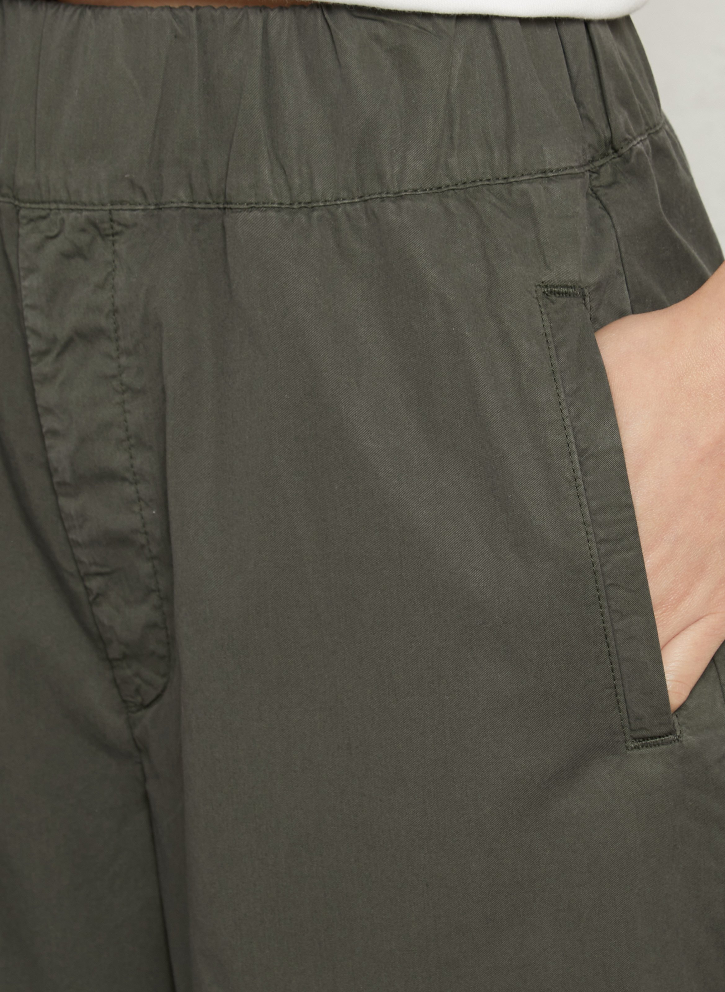 Pantalón ancho de mezcla algodón y talle alto LAB DIP Caqui
