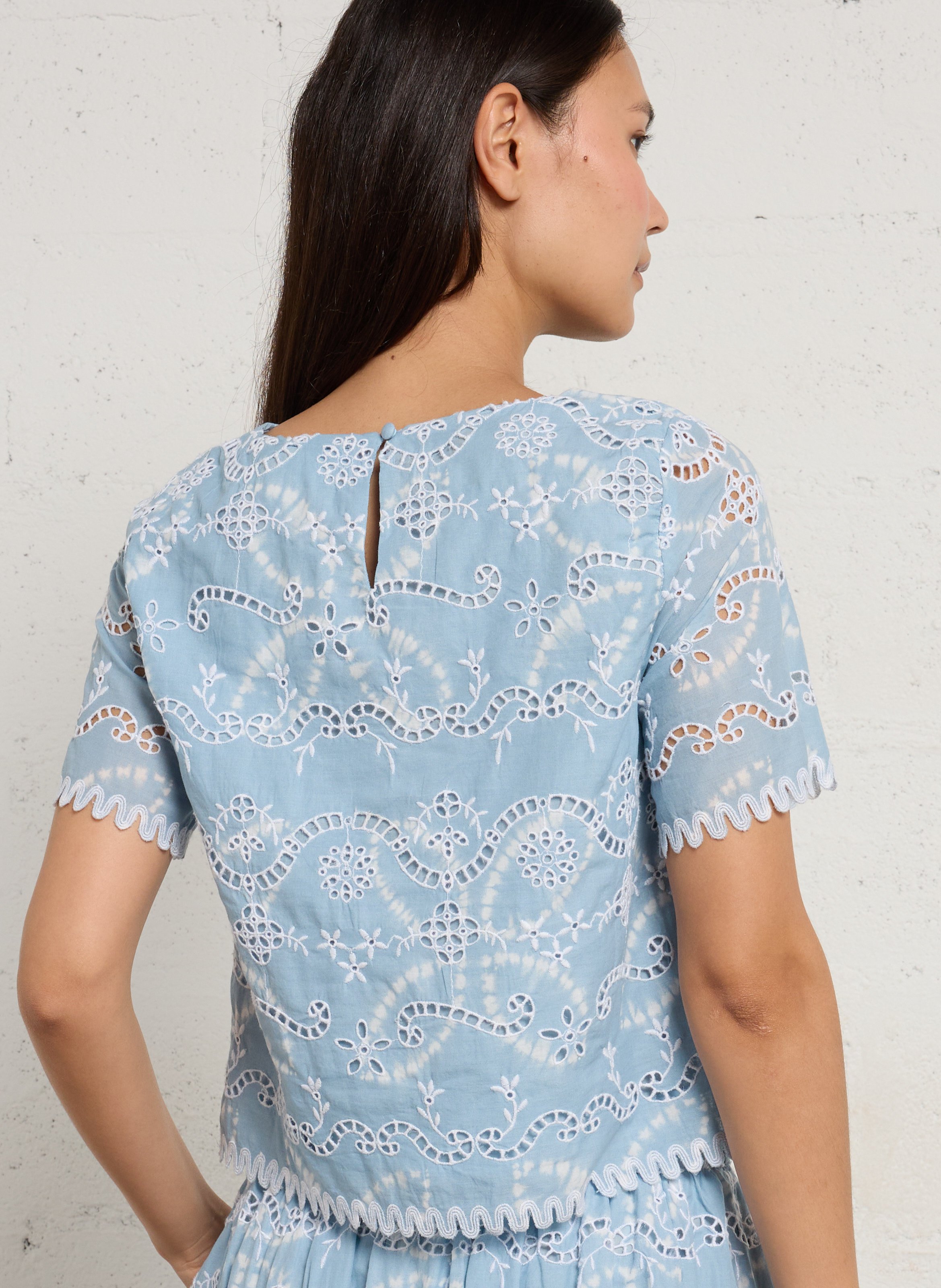 Katoenen blouse met ronde hals MAISON 123 Blauw