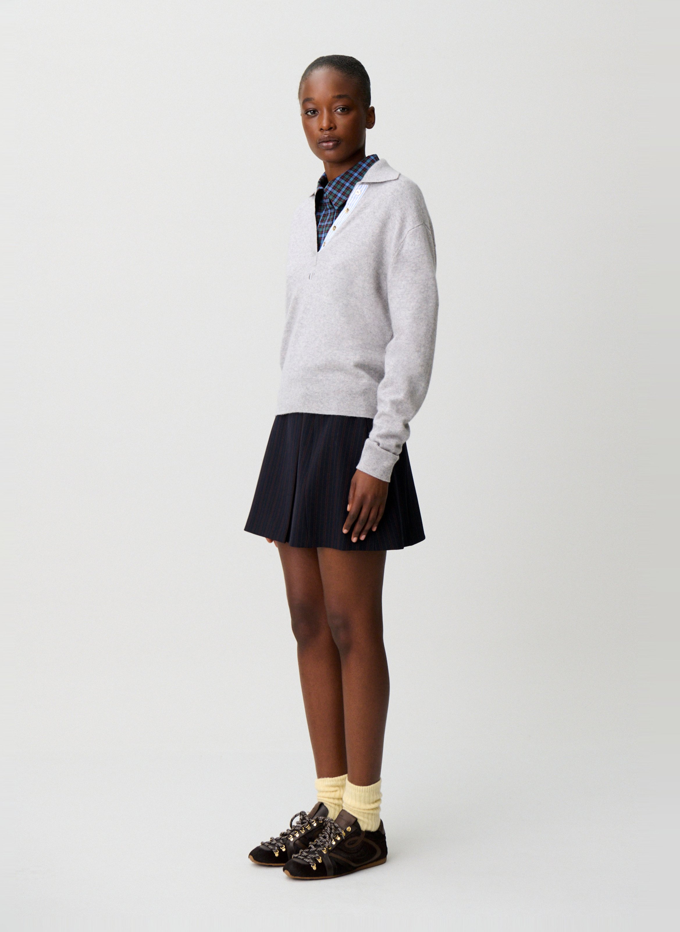 Straight wool blend polo CLAUDIE PIERLOT Grey