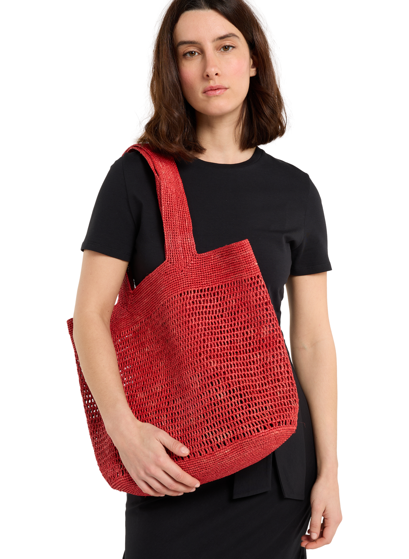 Handtasche aus Stroh SAISON 1865 Rot