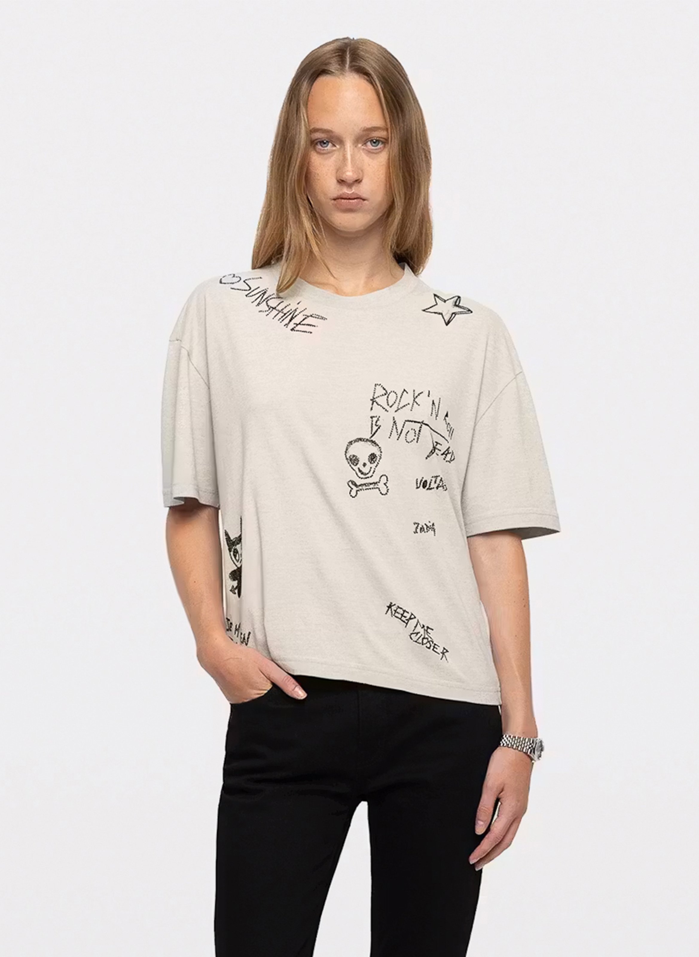 Straight printed round-neck T-shirt ZADIG&VOLTAIRE Grey