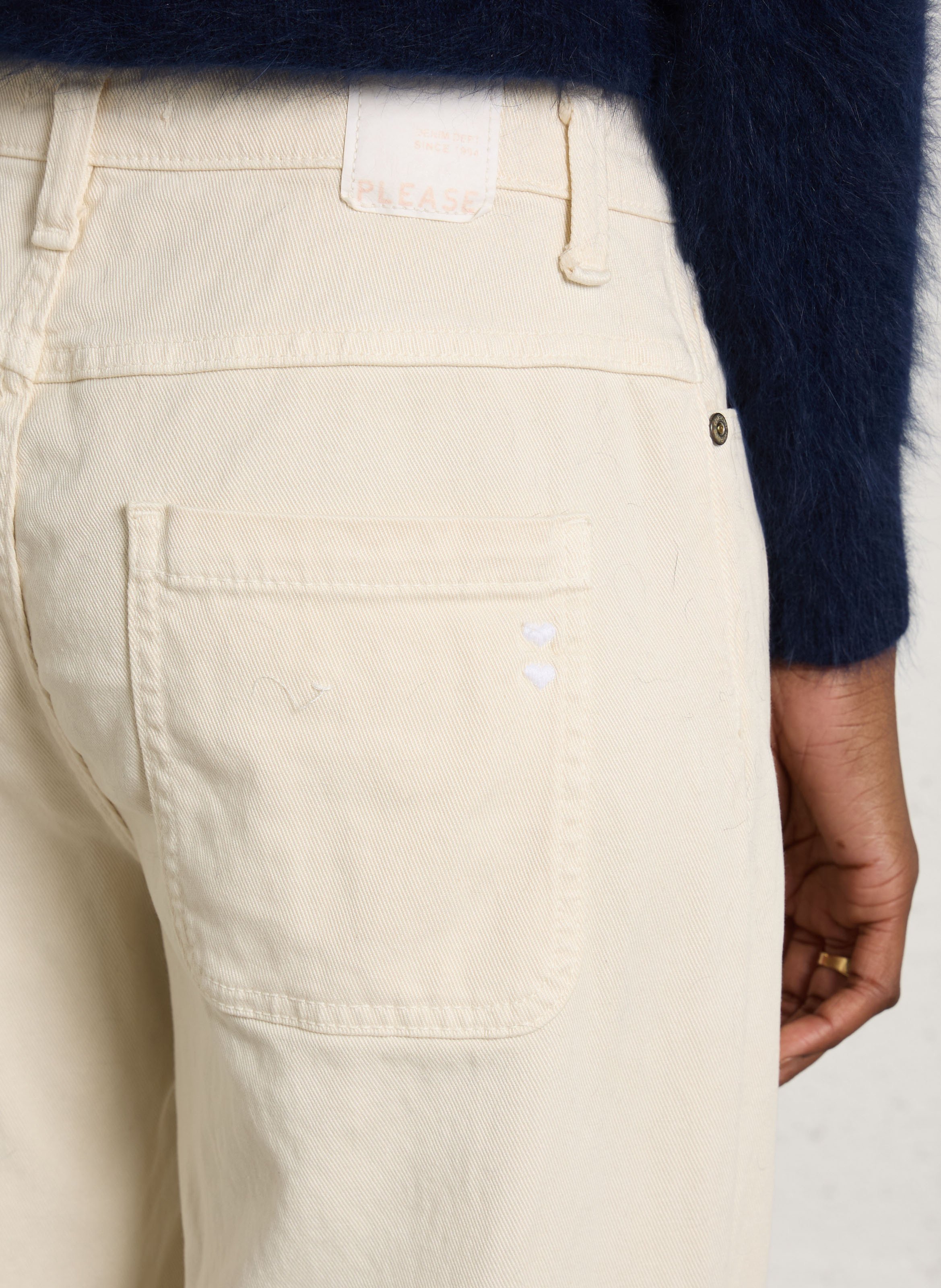 Jean flare taille haute PLEASE Beige