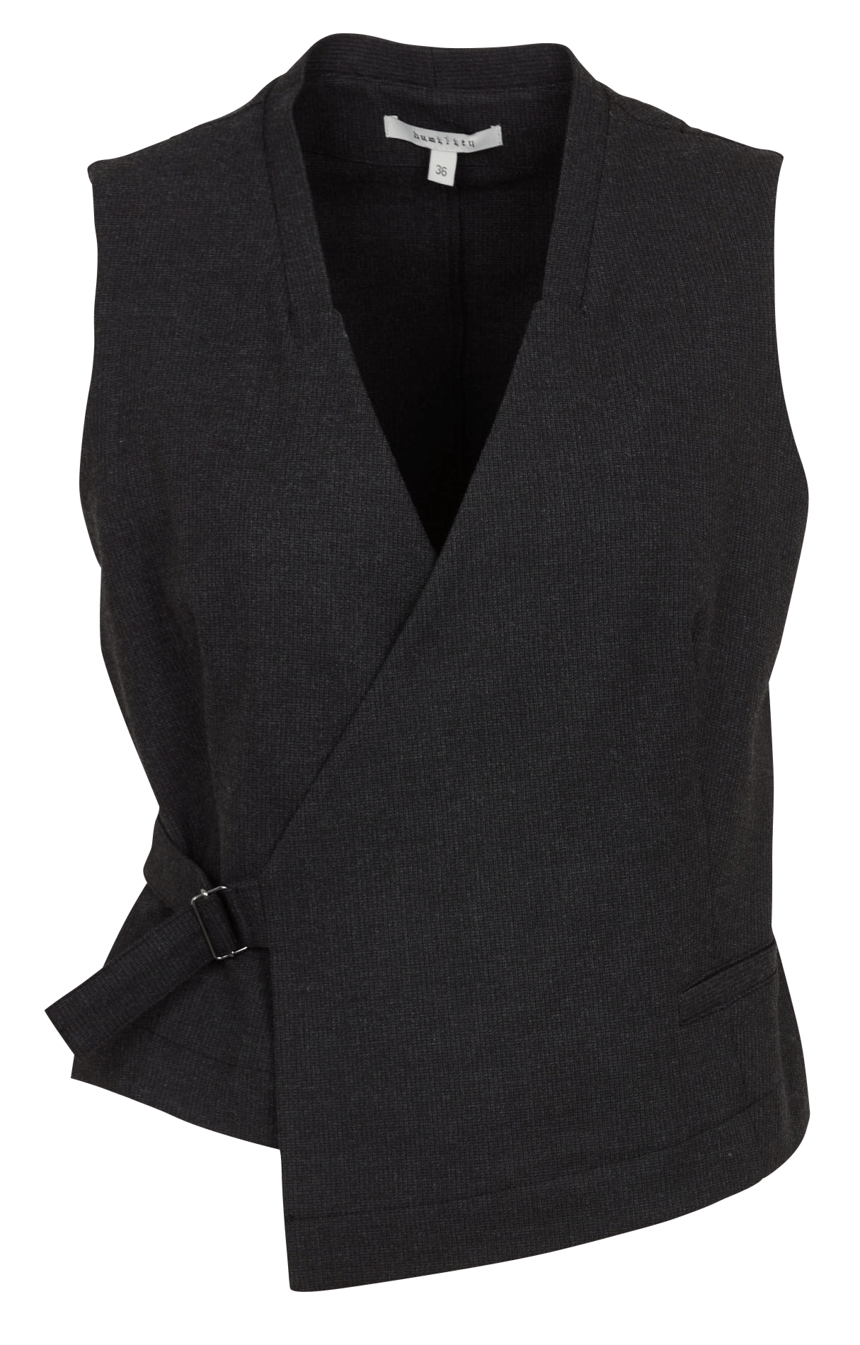Rechte vest met V-hals en overslag. HUMILITY Grijs