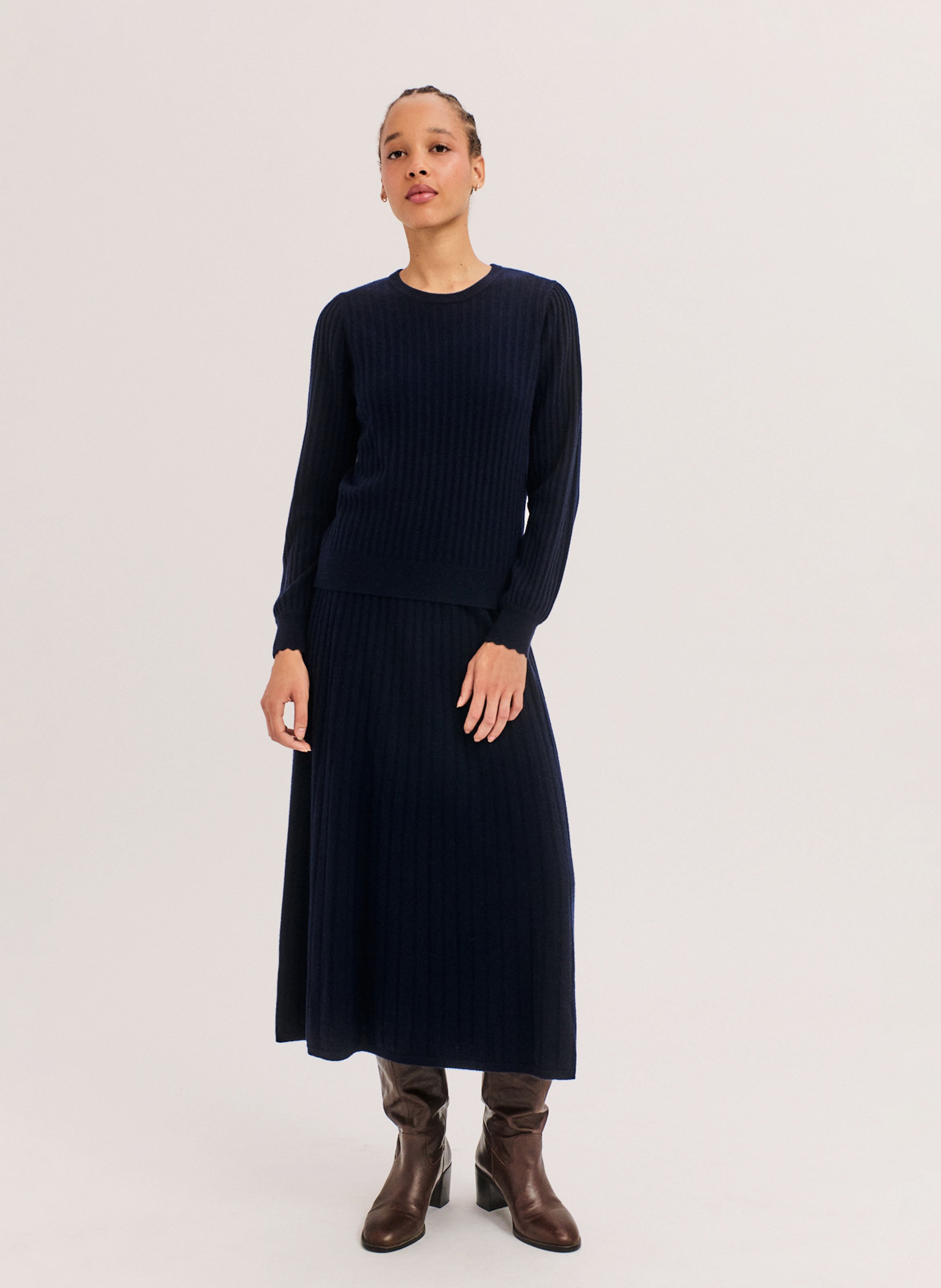 Round-neck wool sweater PABLO Blue