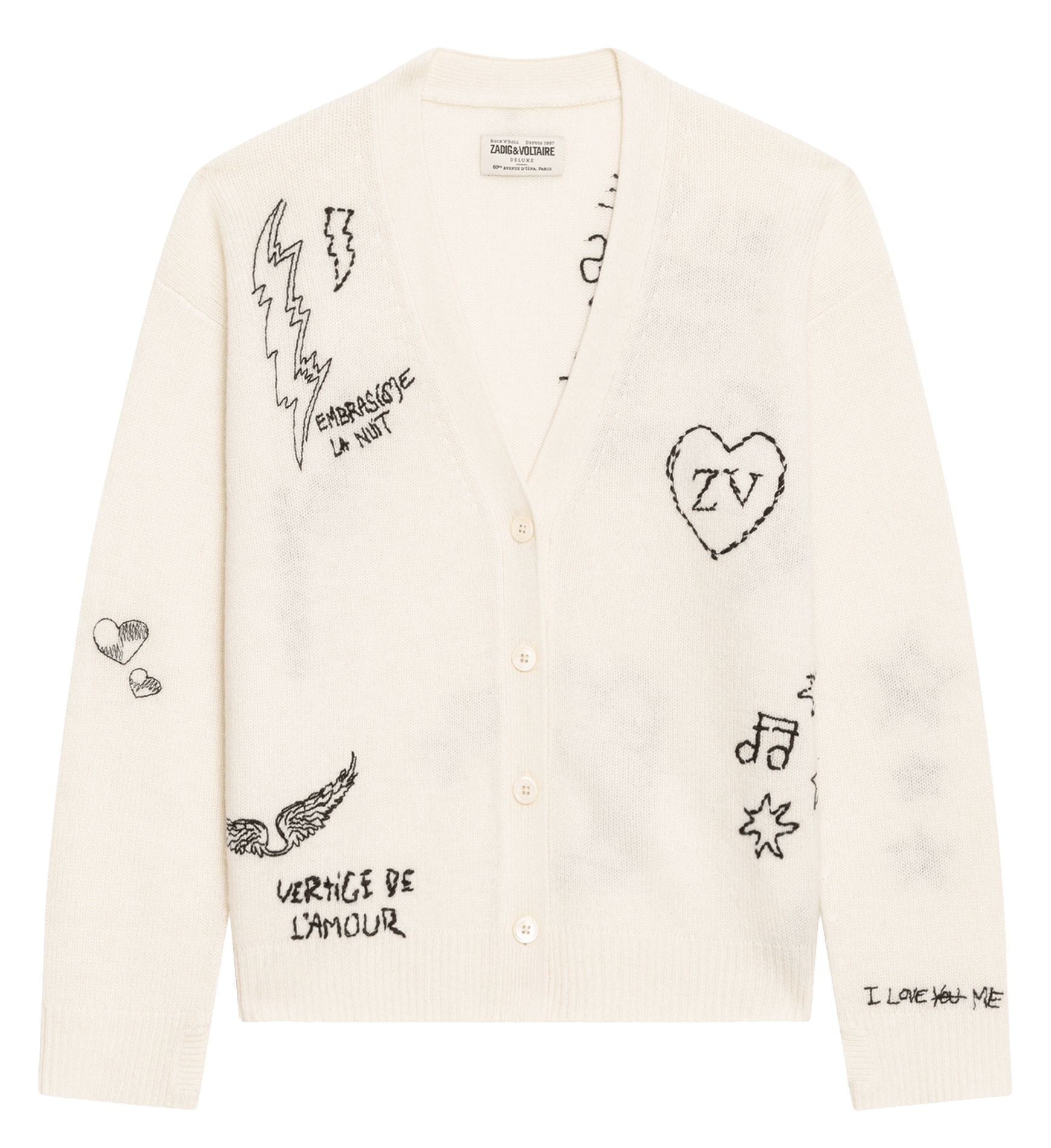 Weit geschnittener Cardigan mit bestickten Cashmere-Mustern. ZADIG&VOLTAIRE Beige