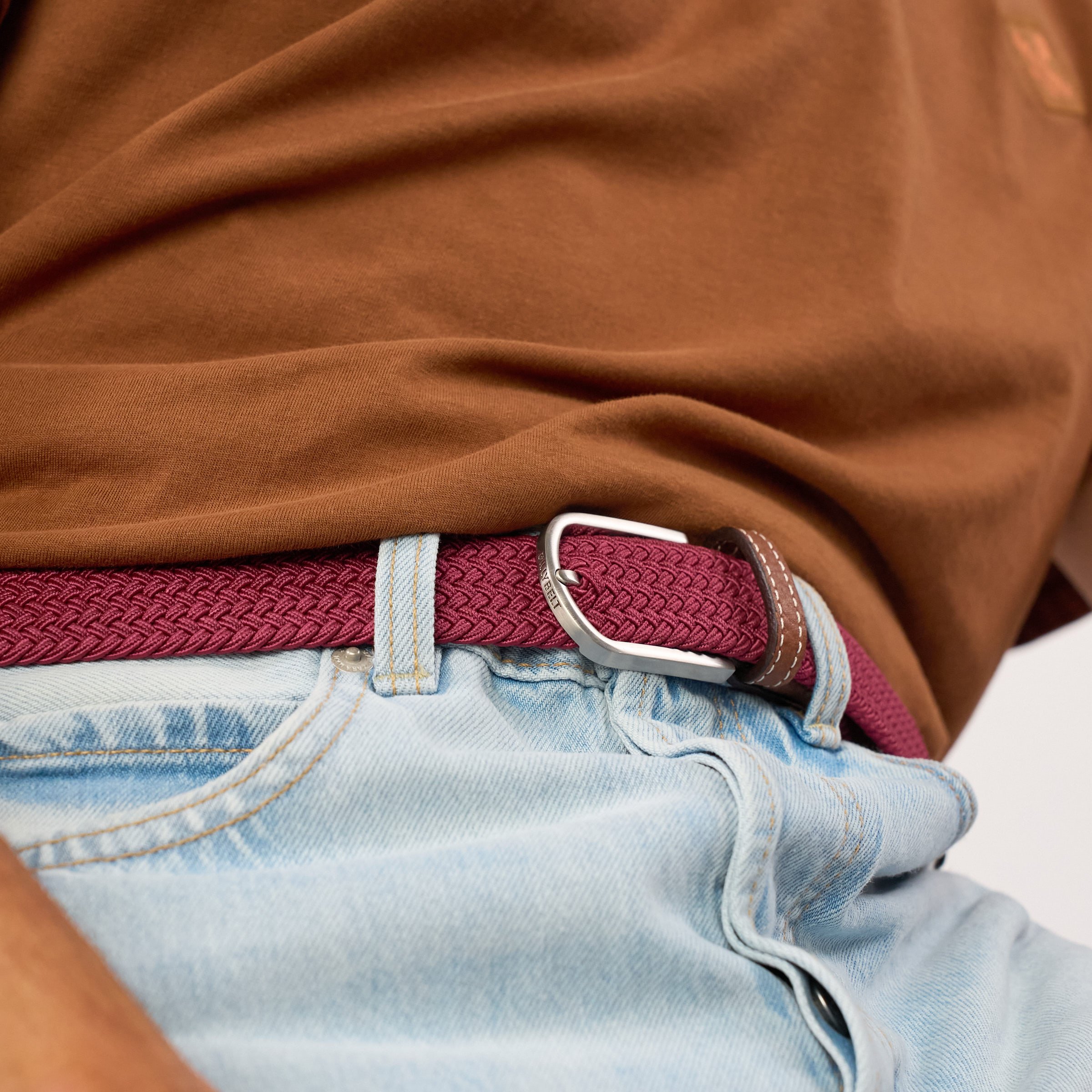 Solid Elastic Braided Belt BILLYBELT Red