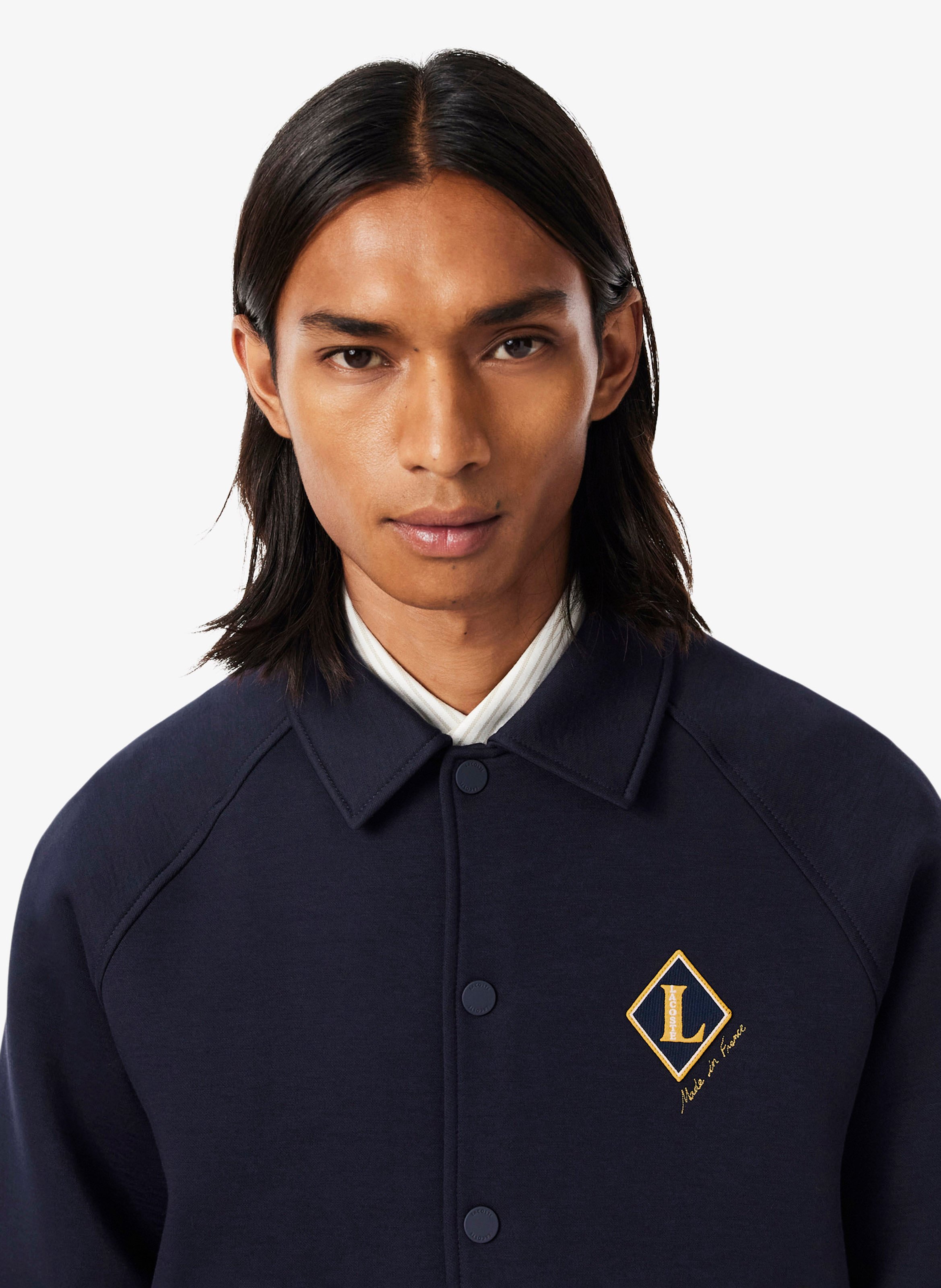 Gerade geschnittene Jacke aus Baumwoll-Mix mit klassischem Kragen LACOSTE Blau