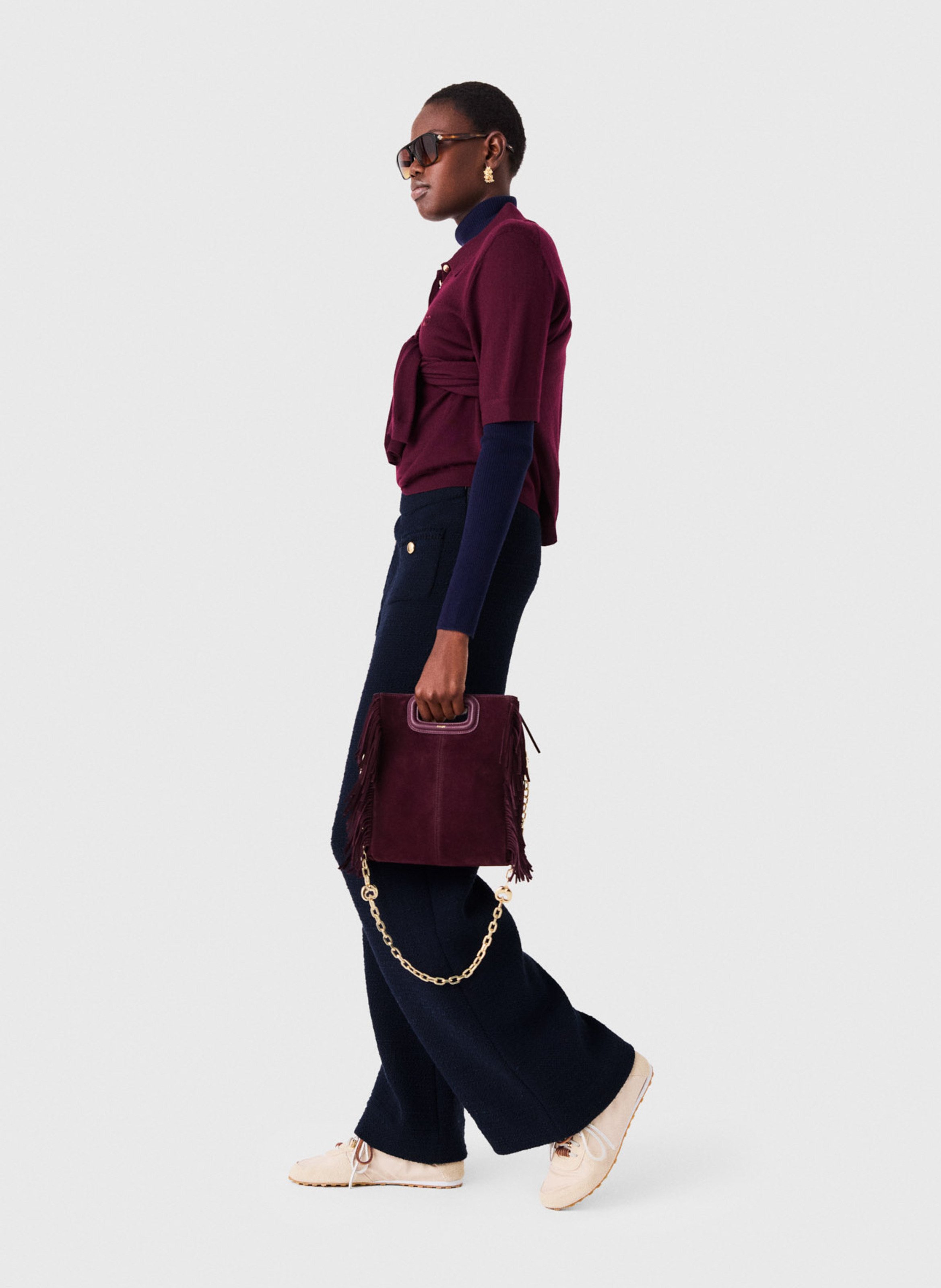 Pantalon droit jambes larges uni MAJE Bleu