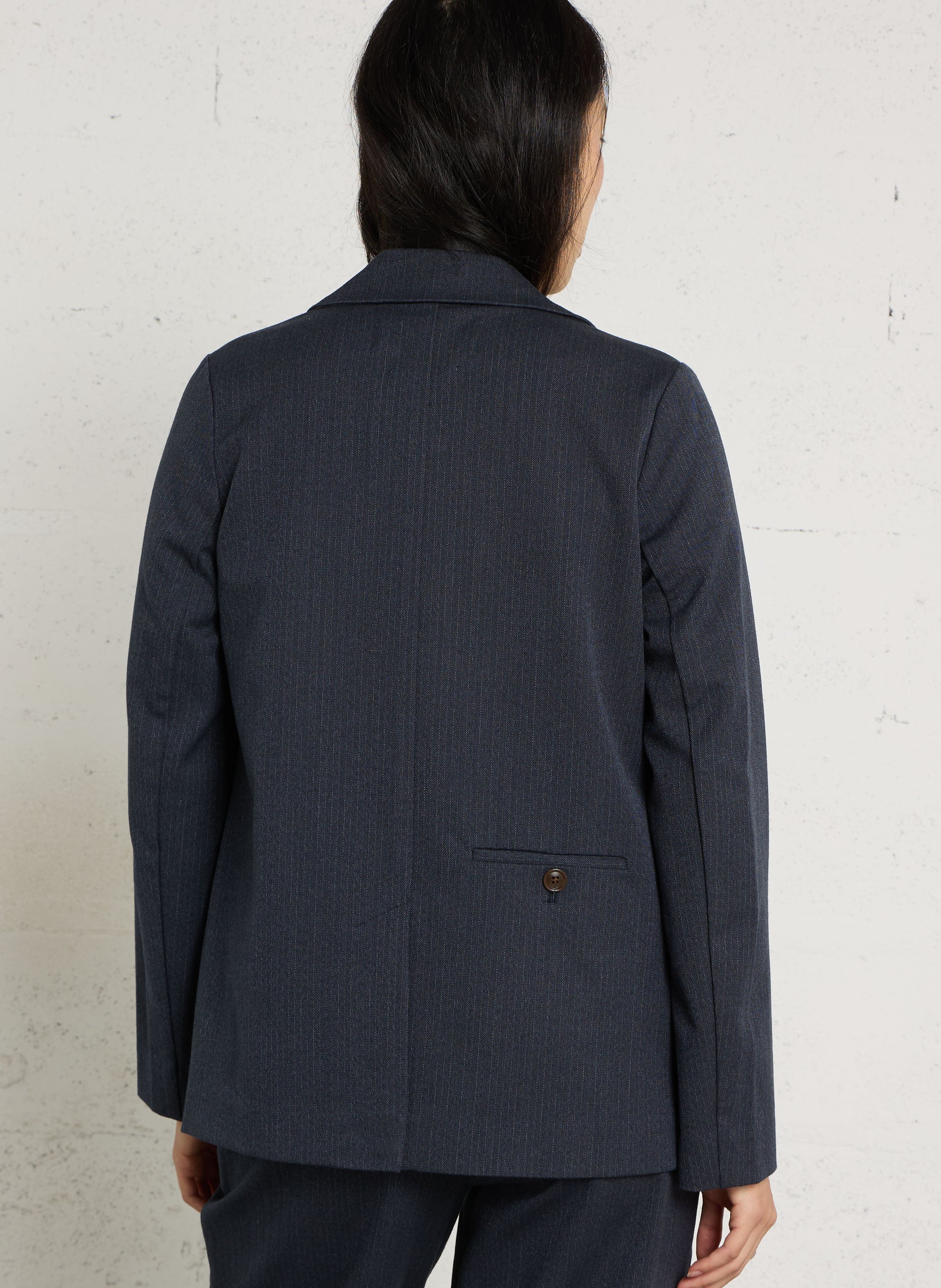 Straight striped cotton blend blazer NICE THINGS Blue