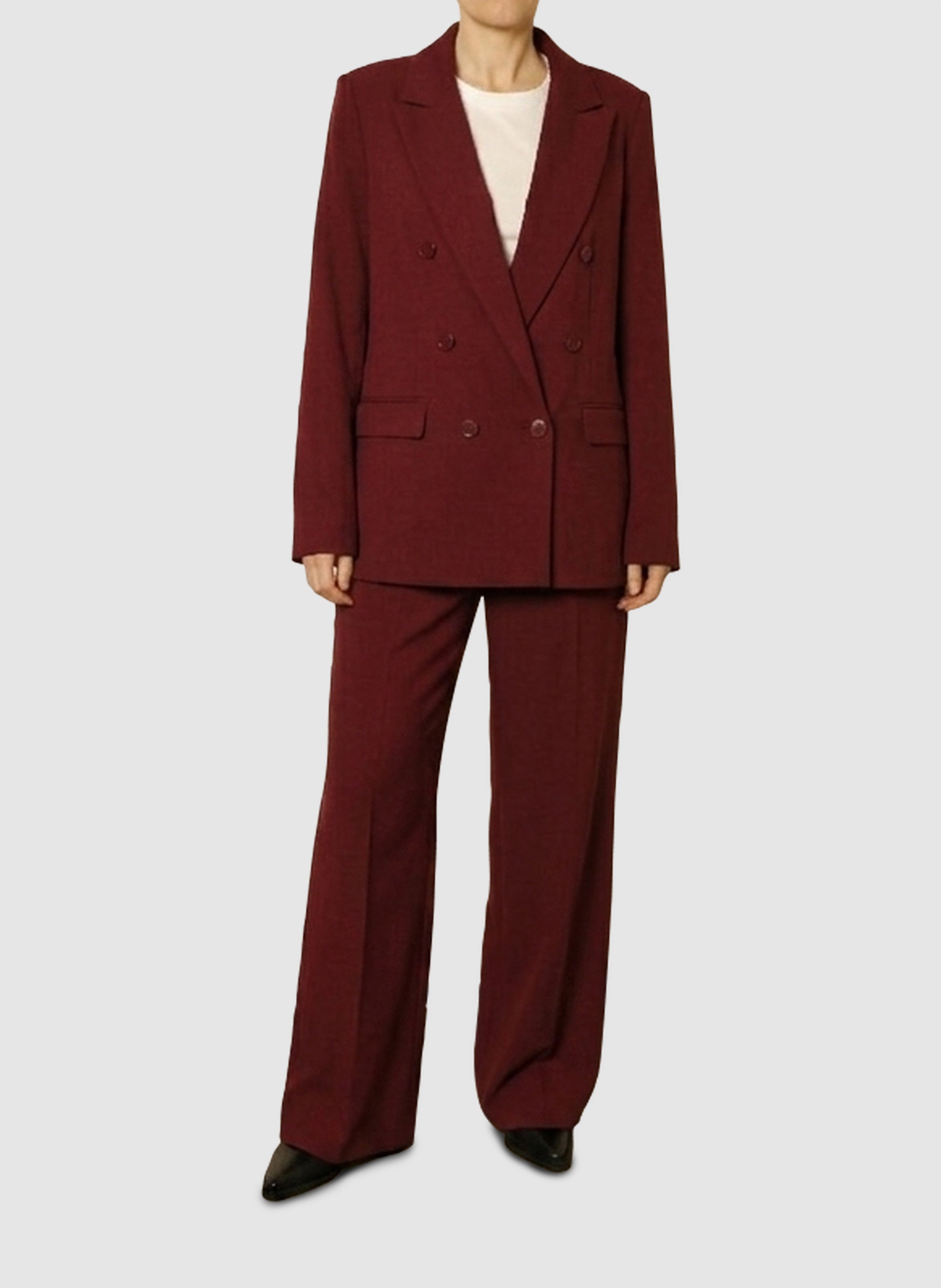 Pantalon de tailleur droit uni IKKS Rouge
