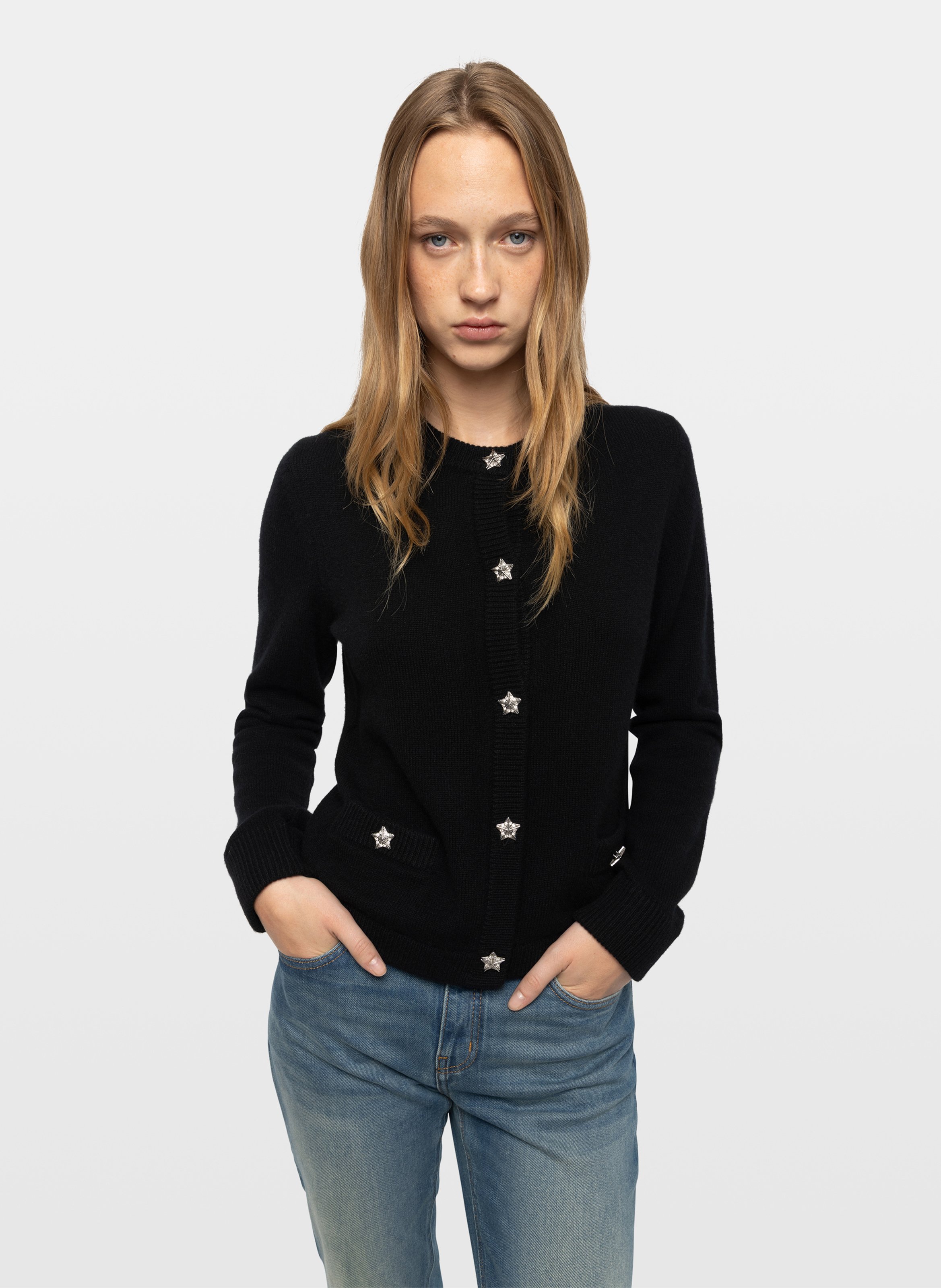 Straight buttoned cashmere cardigan ZADIG&VOLTAIRE Black