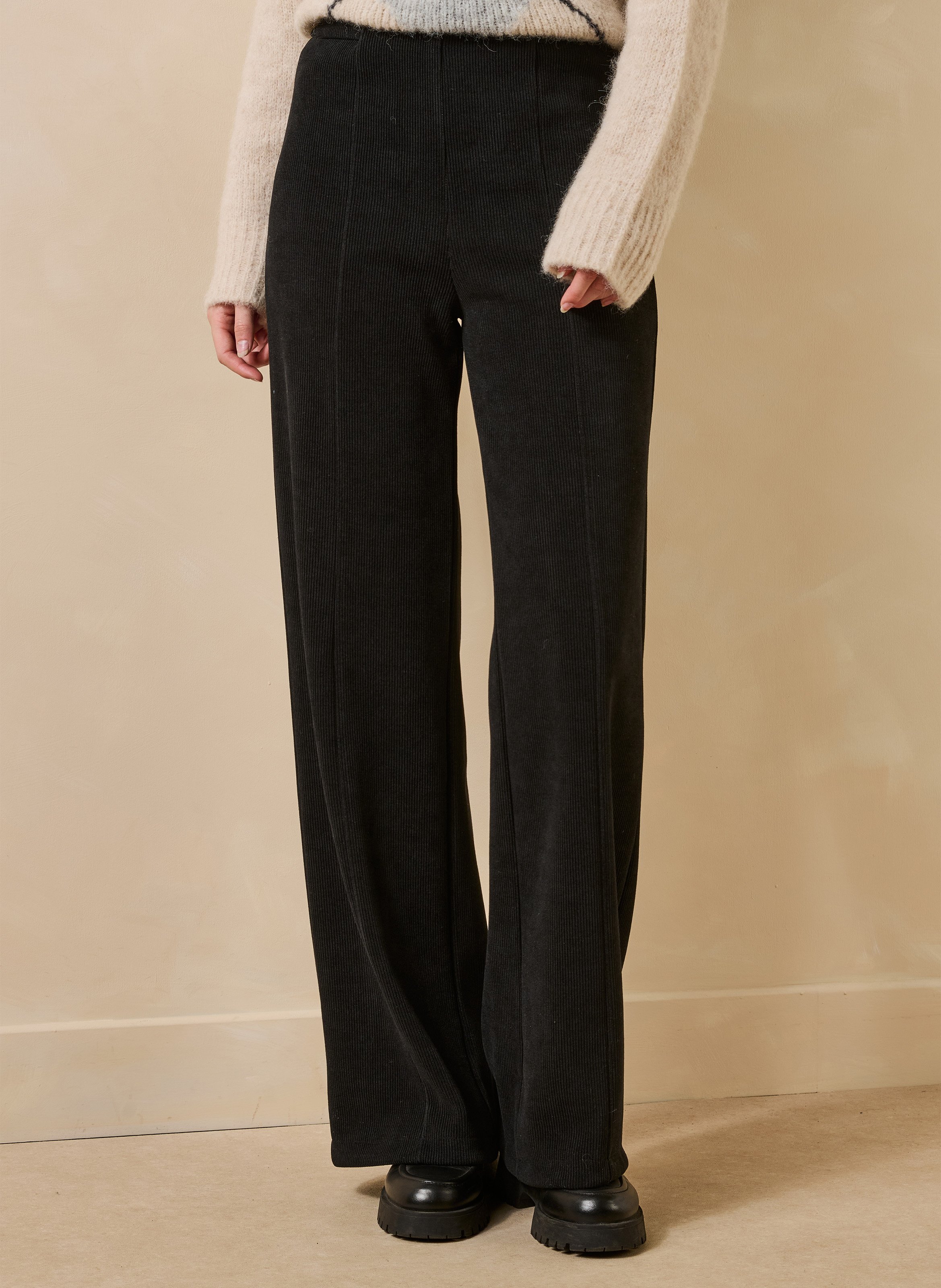 High-waisted wide-leg corduroy pants LA FEE MARABOUTEE Black