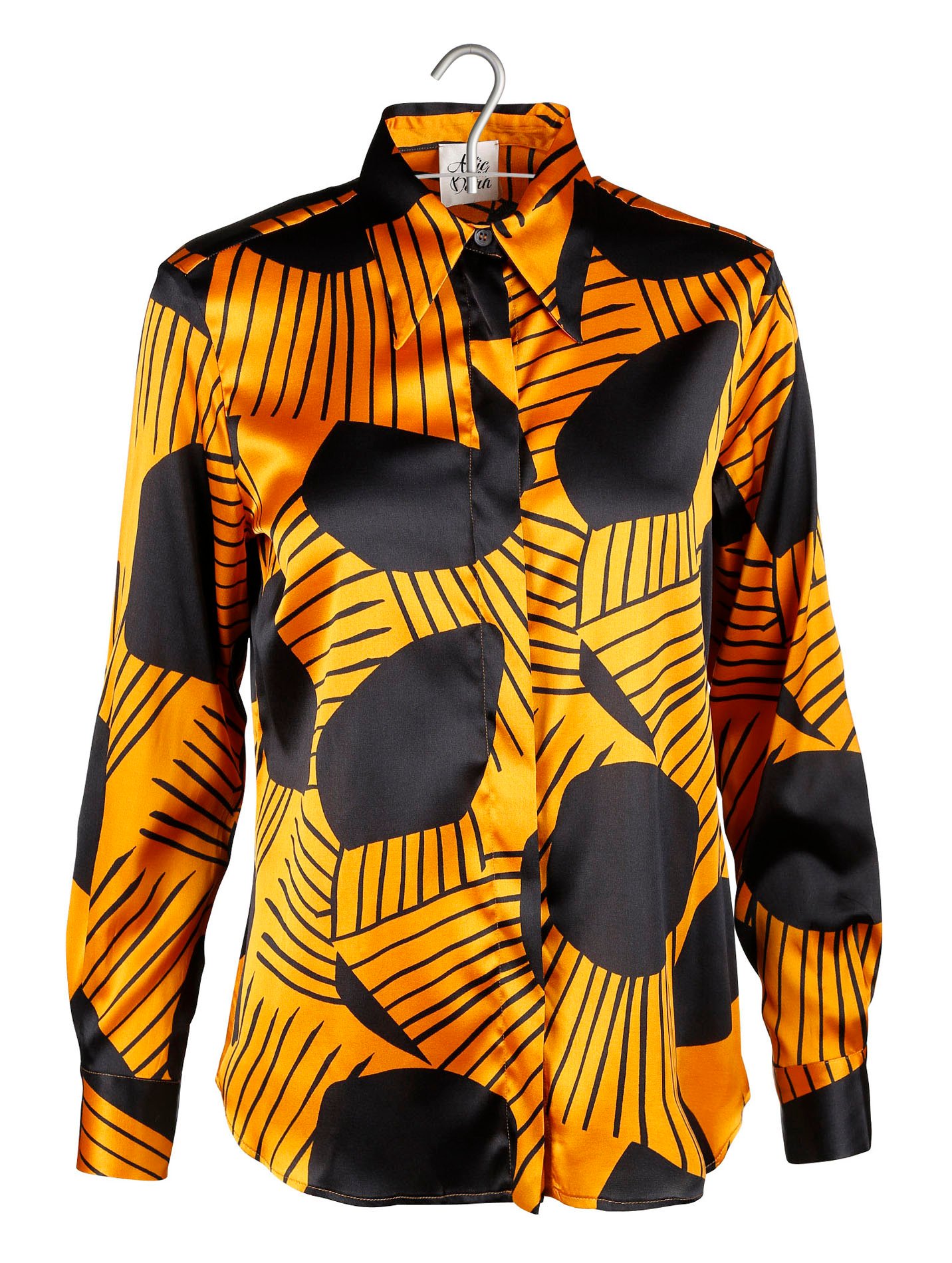 Chemise col classique à carreaux en soie ATTIC AND BARN Jaune