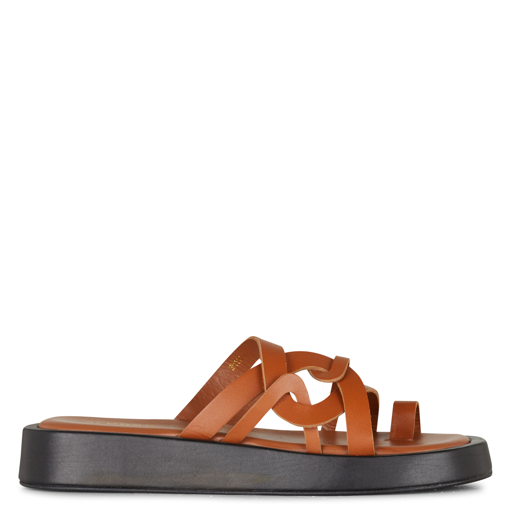 Sandales plate en cuir de vachette  ALOHAS Marron