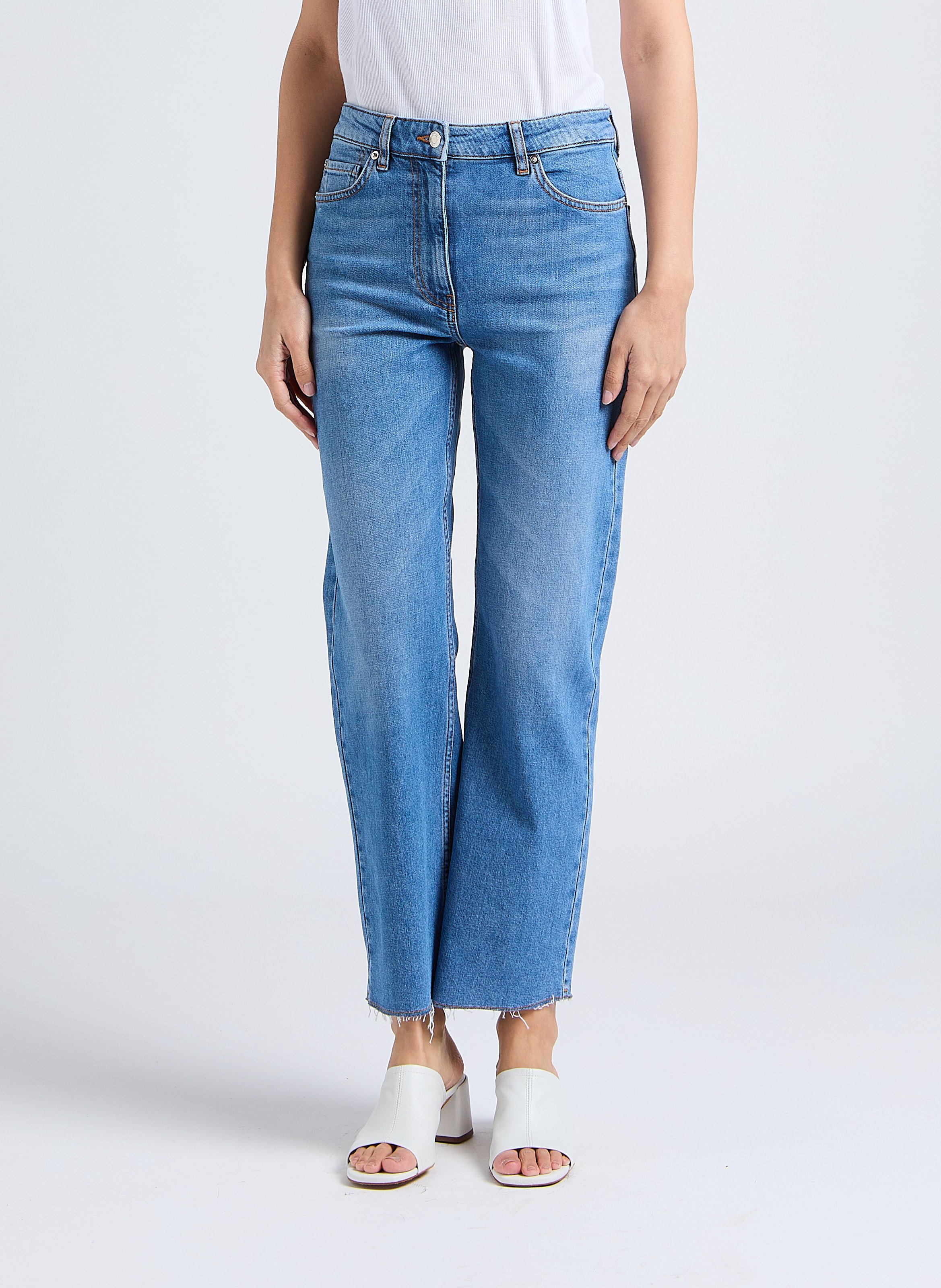 Cropped cotton straight-leg jeans IRO Blue