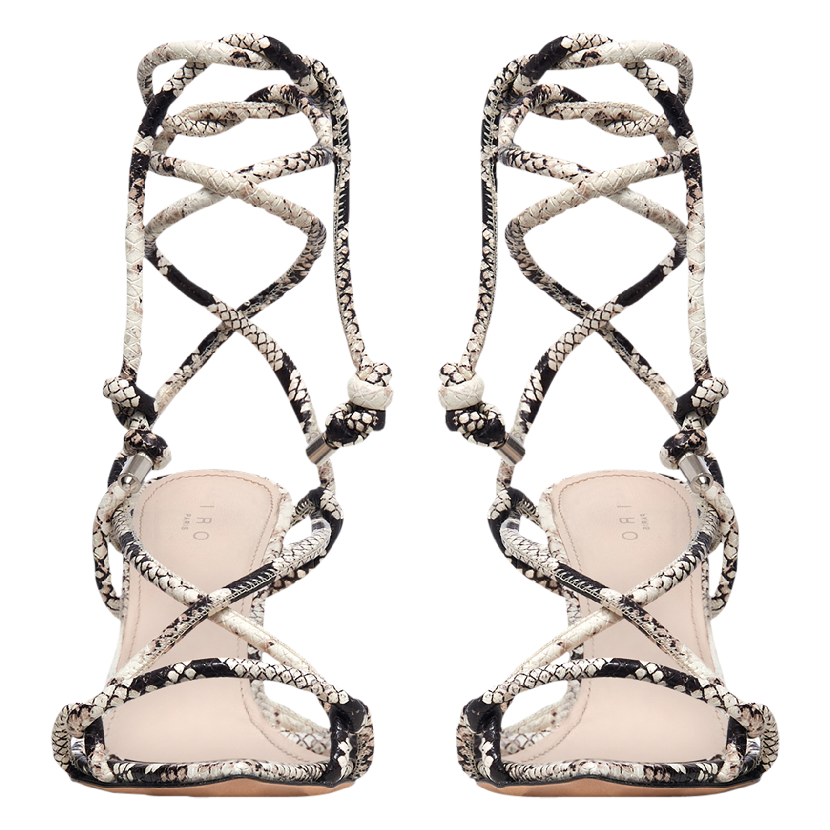 Printed leather heeled sandals IRO Beige