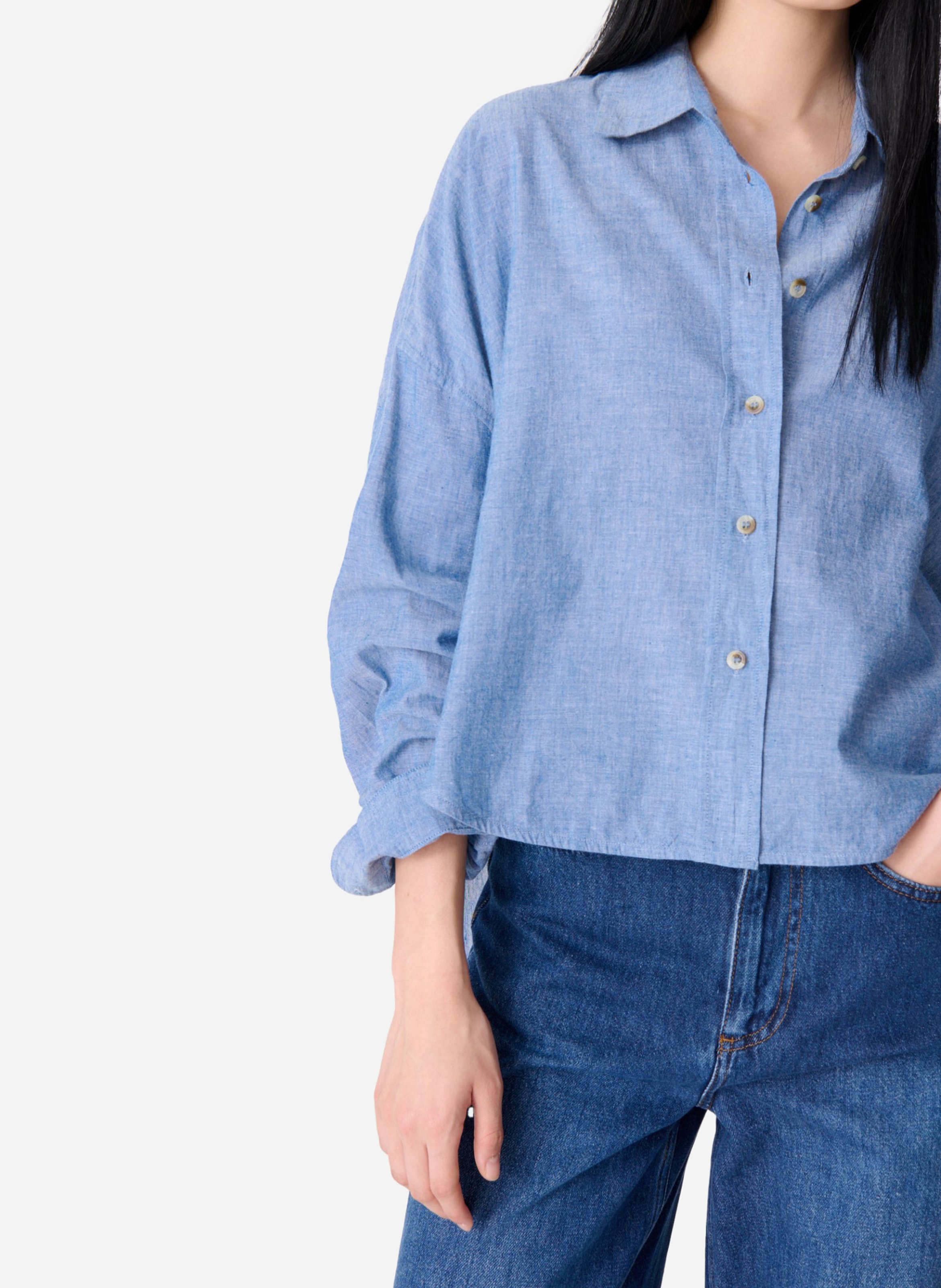 Oversized deconstructed cotton shirt Blue