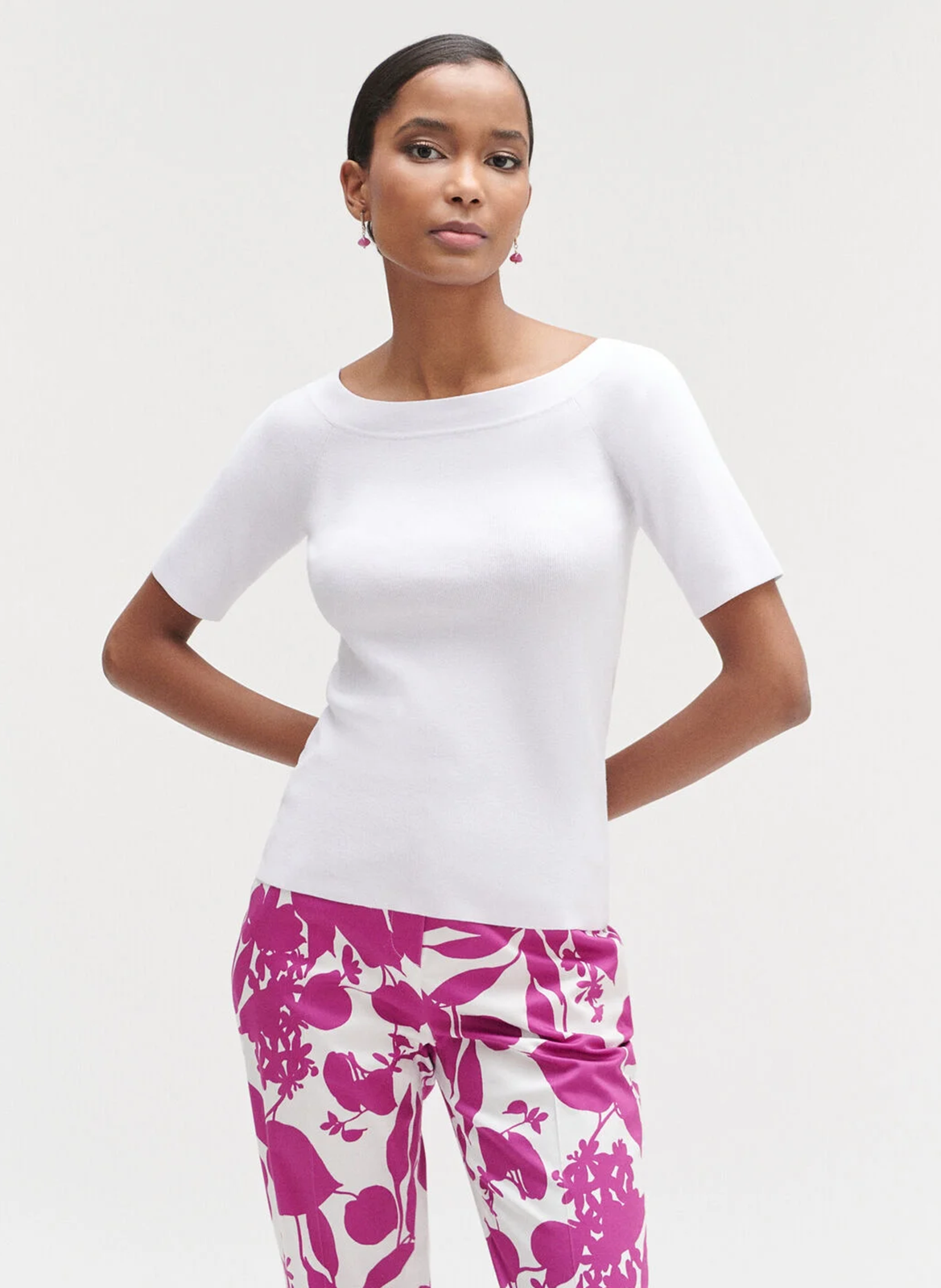 Pull moulant à col bateau  CAROLL Blanc