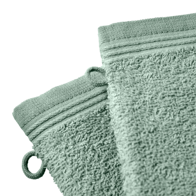 Set of 2 washcloths COTON PUR Green