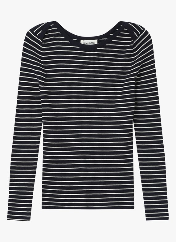 GRACE KARIN Pull Tricot Rayé Col Rond Manches Longues Femme - Coupe Ample Automne Hiver