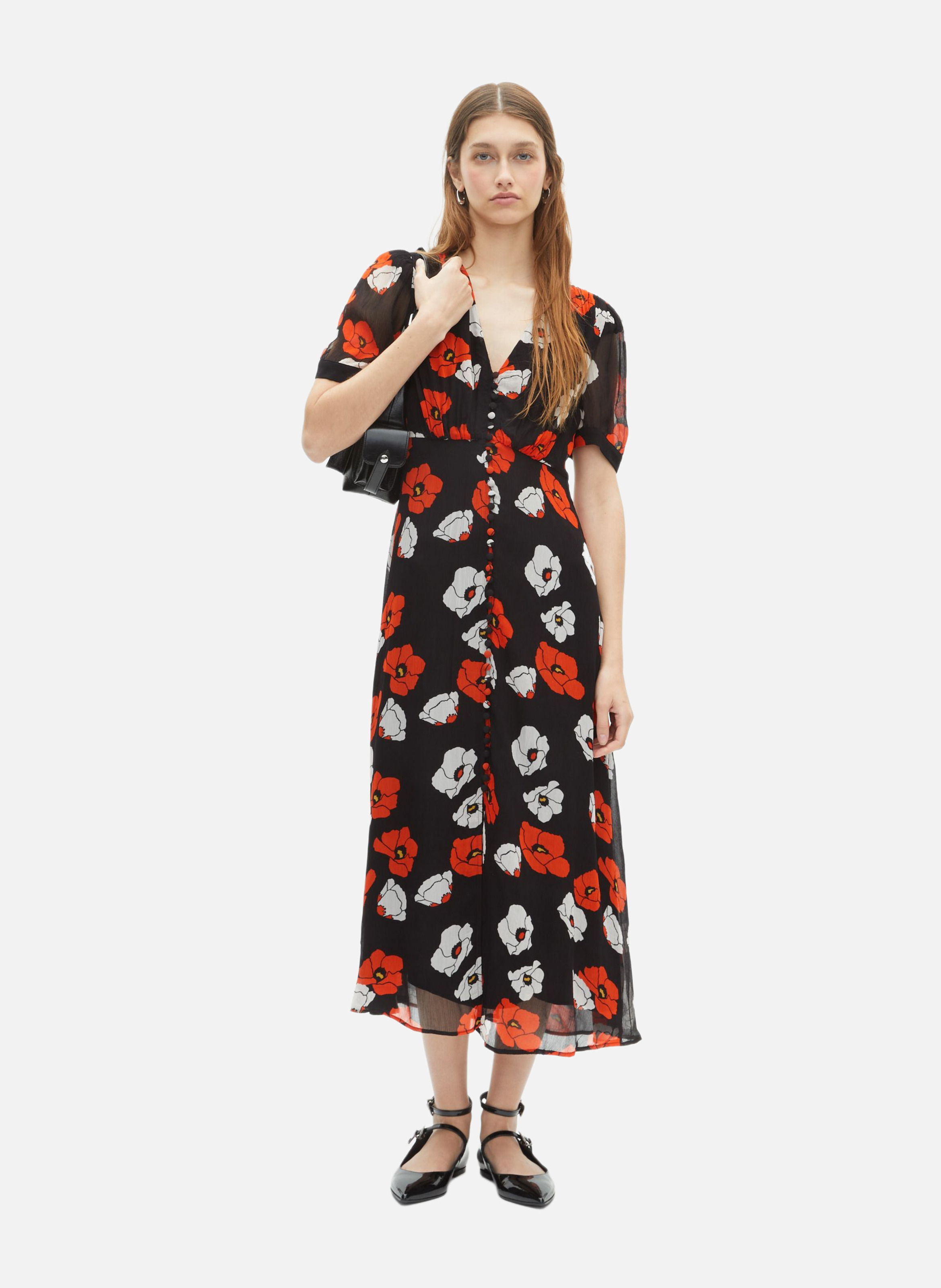 Floral print long dress THE KOOPLES Black