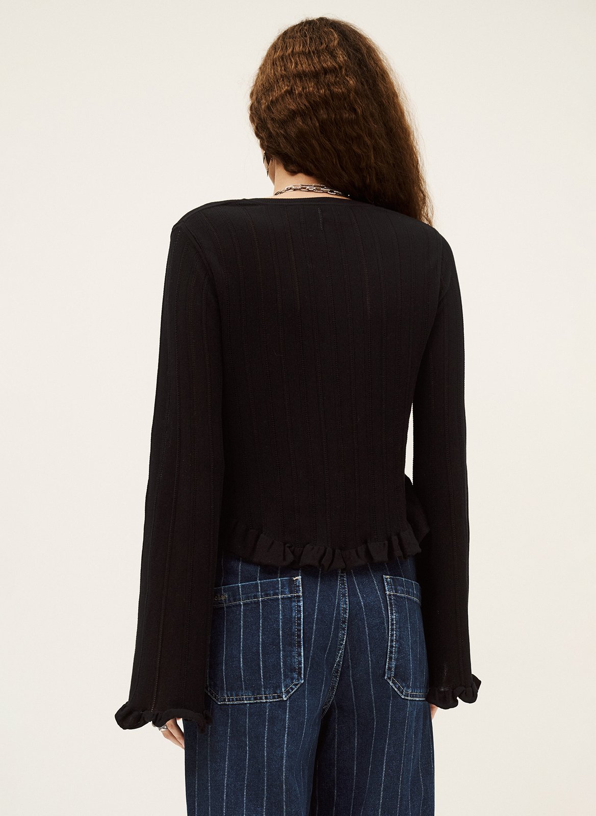 Recht, katoenen vest met ronde hals BA&SH Zwart